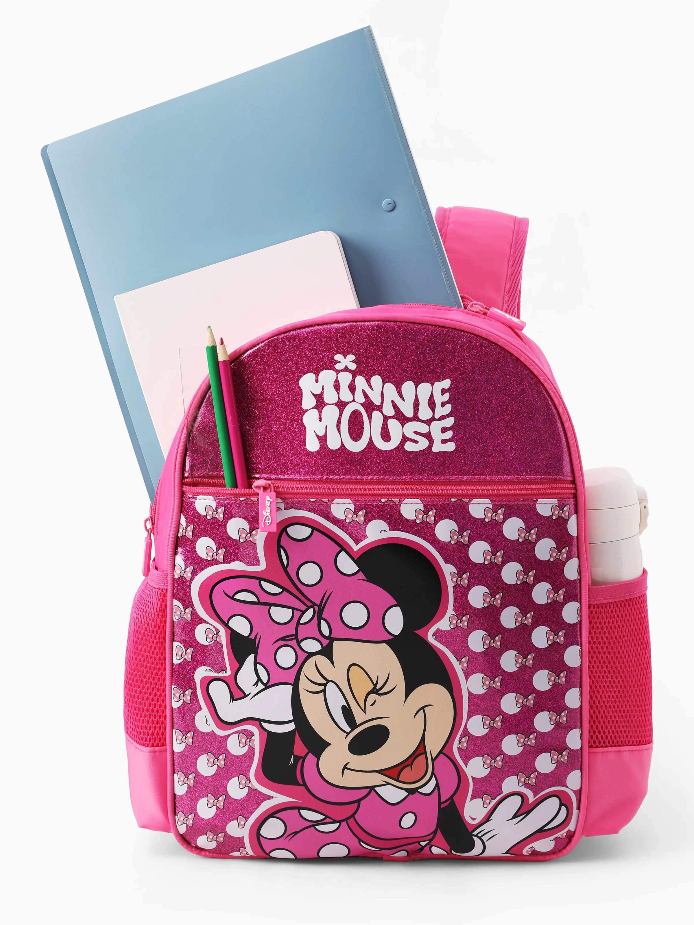 Disney Mickey and Friends Toddler Girl Minnie Backpack with Chest Strap & Bottle Pockets Hot Pink - Image 8