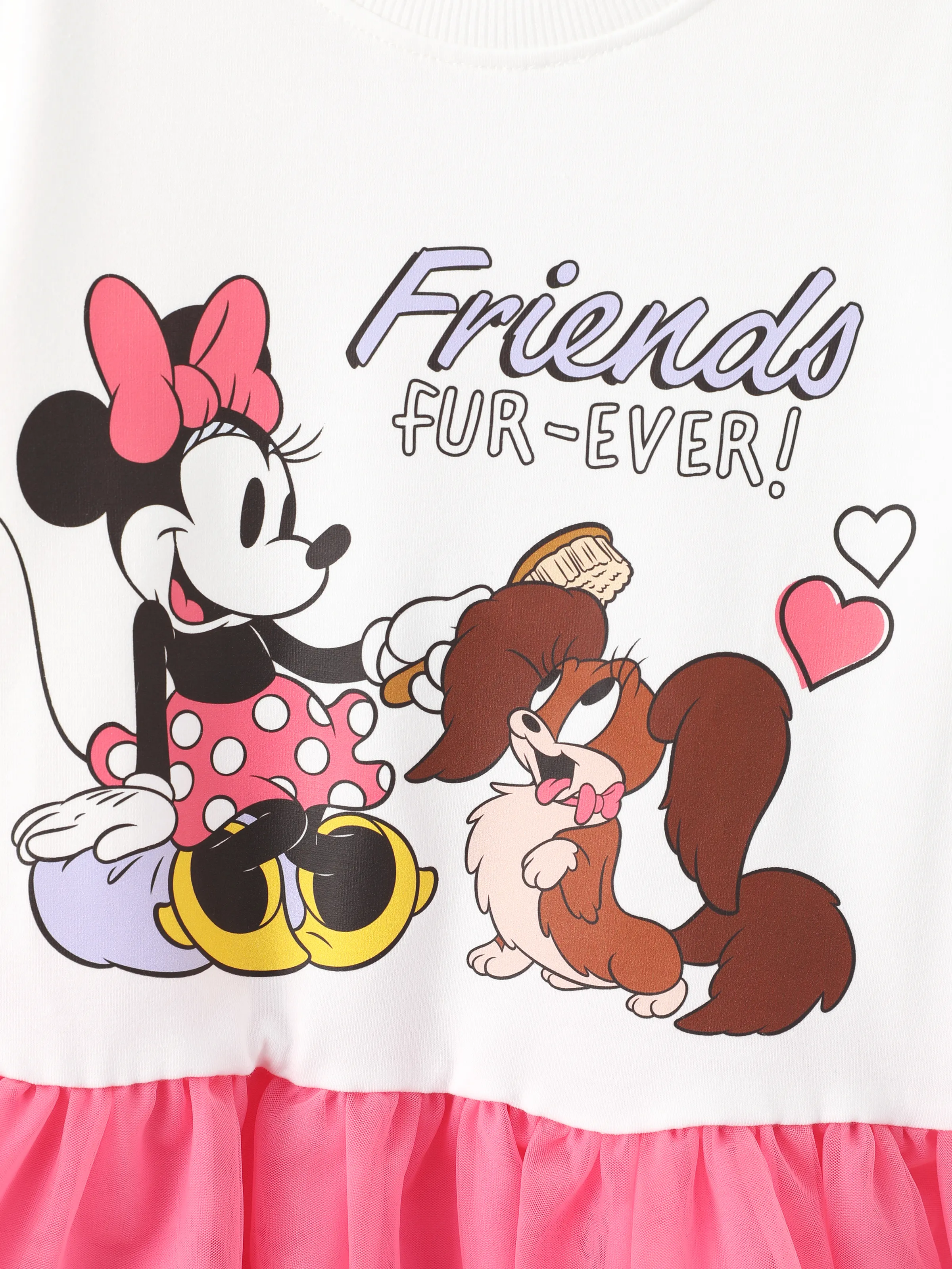 Disney Mickey and Friends Toddler Girl Minnie Mouse Mesh Splice Sweatshirt Dress White - Image 2