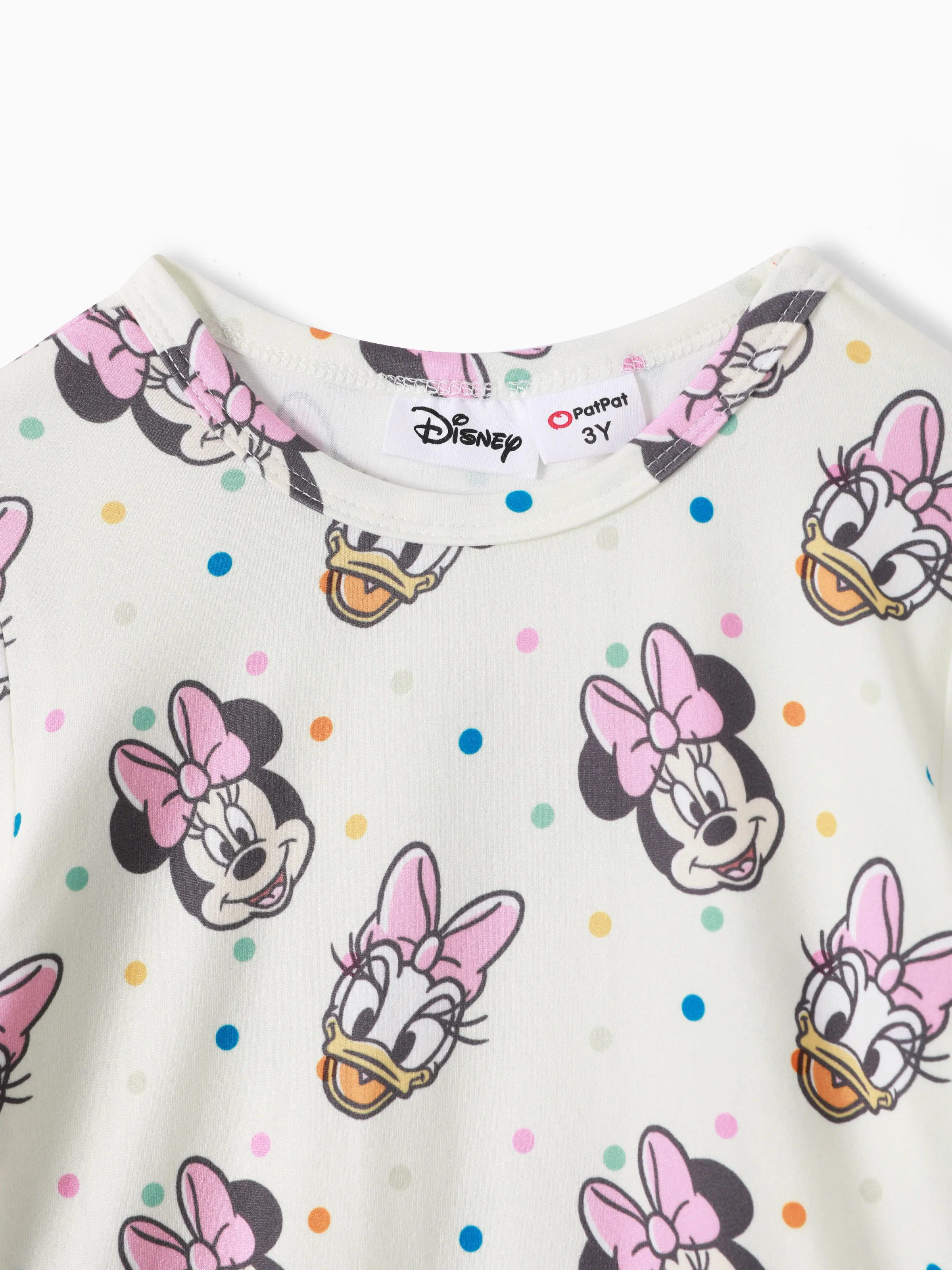 Disney Mickey and Friends Toddler Girl Minnie Polka Dot/Stripe Digital Print Dress Apricot - Image 3