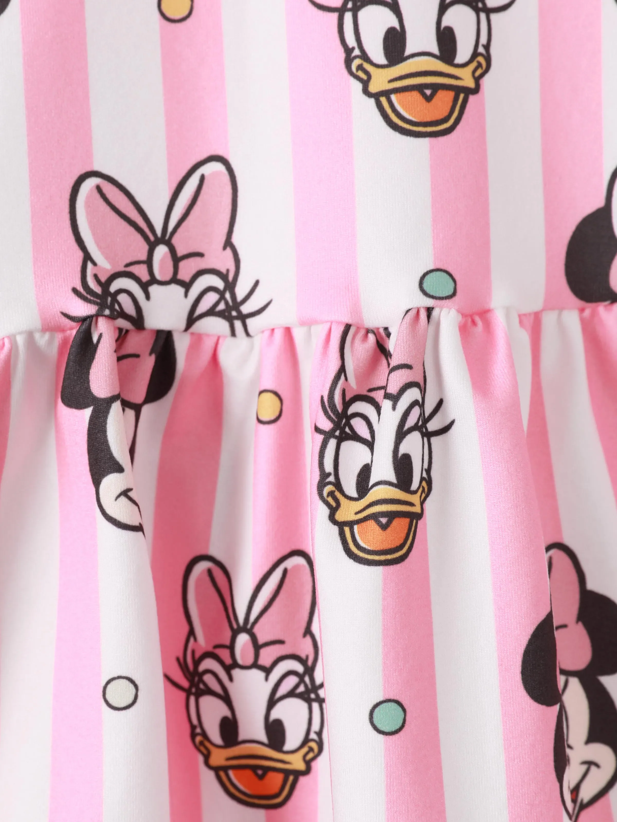 Disney Mickey and Friends Toddler Girl Daisy Polka Dot/Stripe Digital Print Dress Pink - Image 6