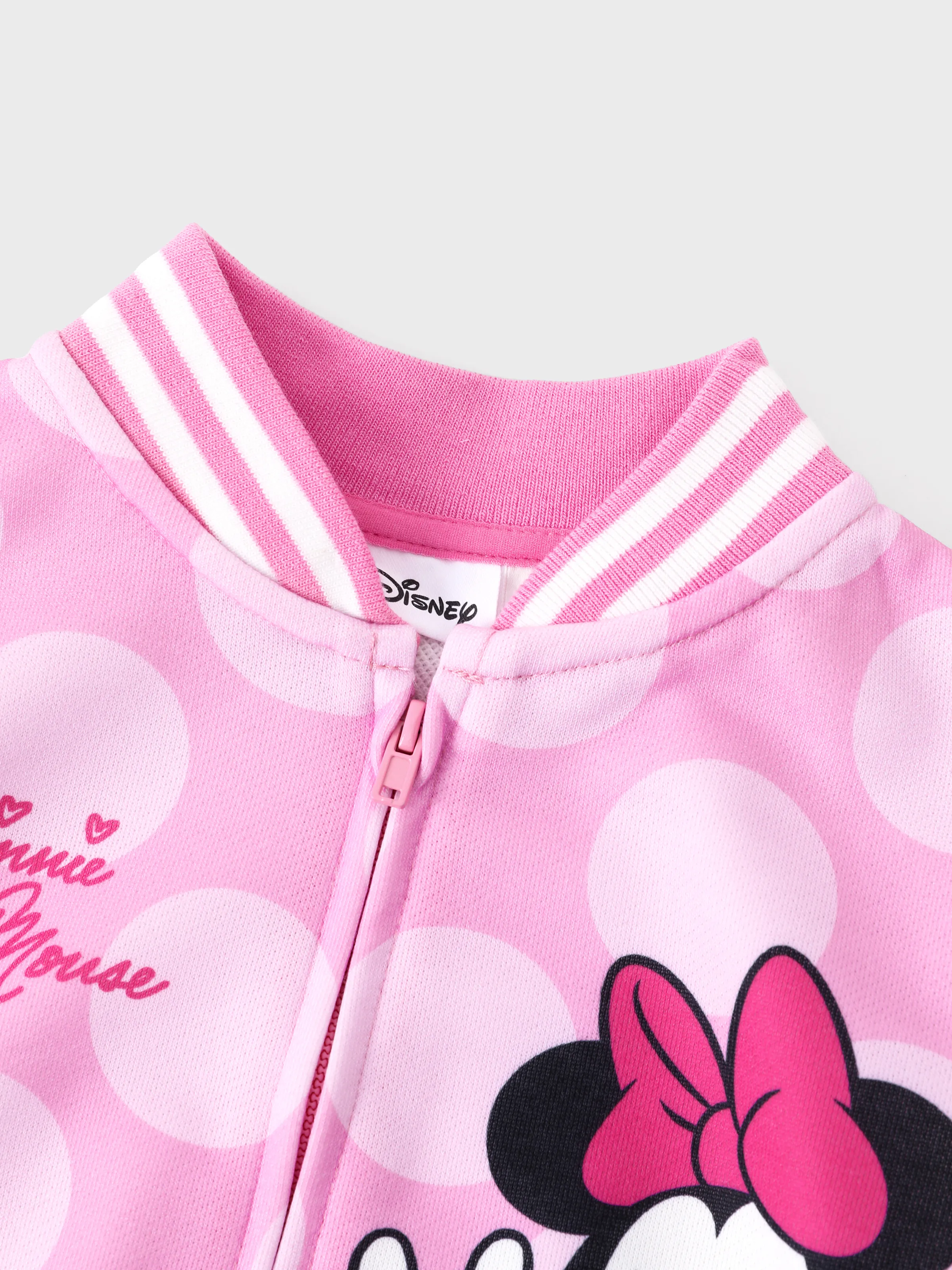 Disney Mickey and Friends Toddler/ Kid Minnie Mouse Polka Dot Bomber Jacket Hot Pink - Image 4