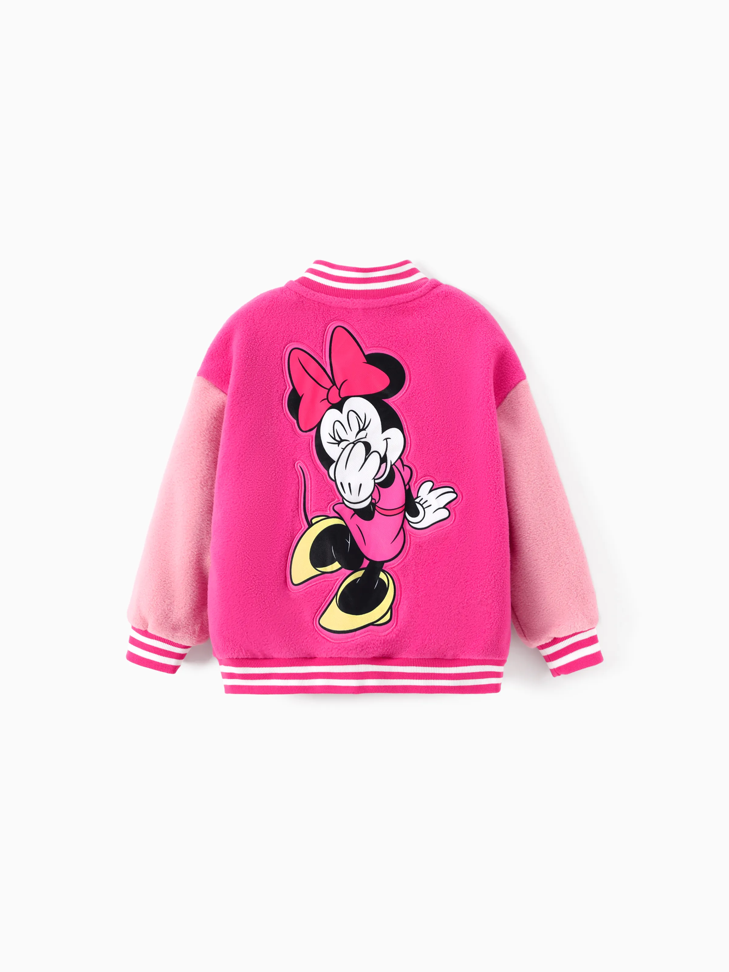 Disney Mickey and Friends Toddler/Kid Girl 1pc Minnie Embroidered Colorblock Plush Jacket Rose pink - Image 4