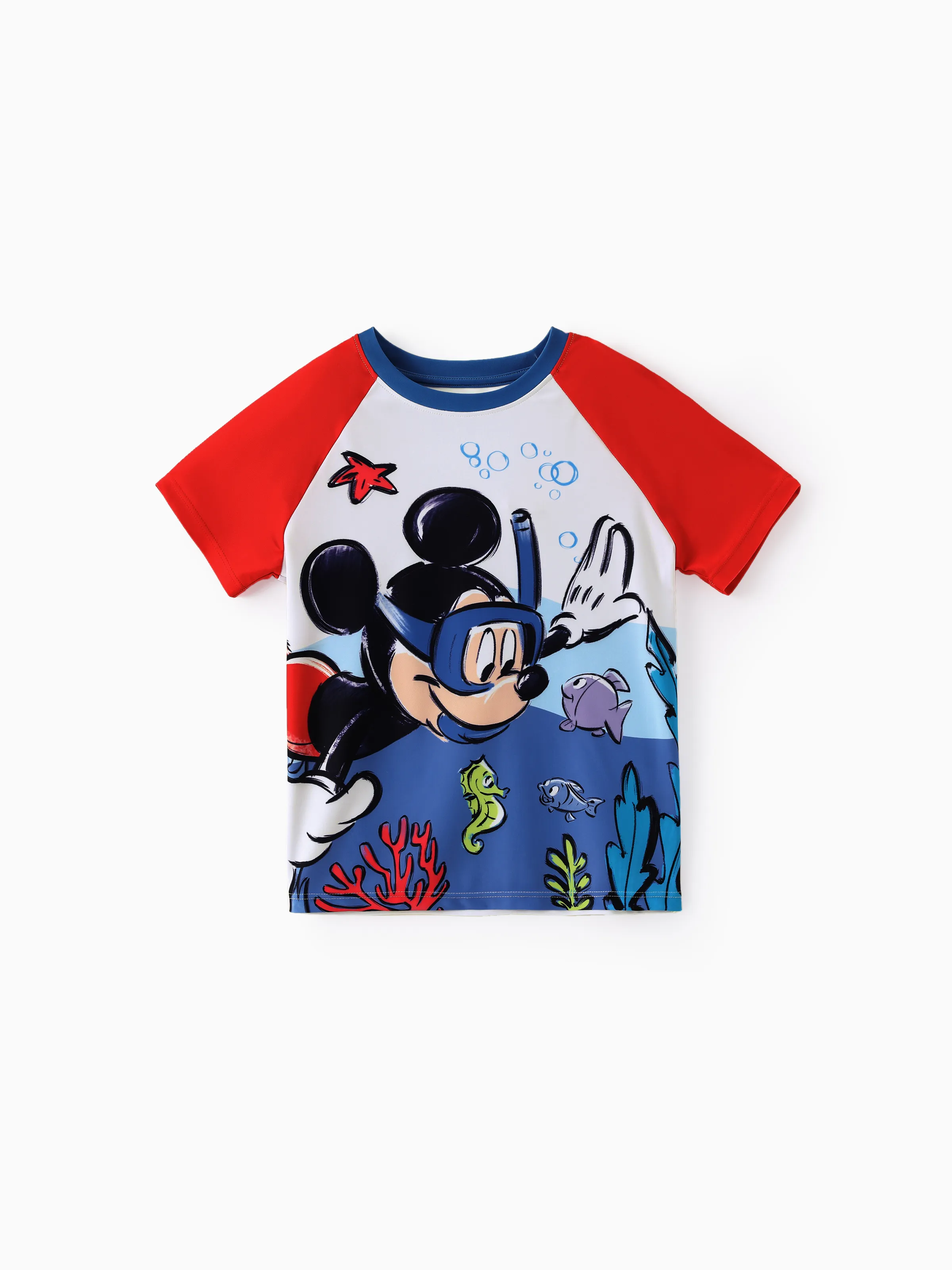 Disney Mickey and Friends Toddler/Kid Boy 2pcs Mickey Mouse UPF50+ Sea Life Print Tops and Trunks Swimsuit Deep Blue - Image 4