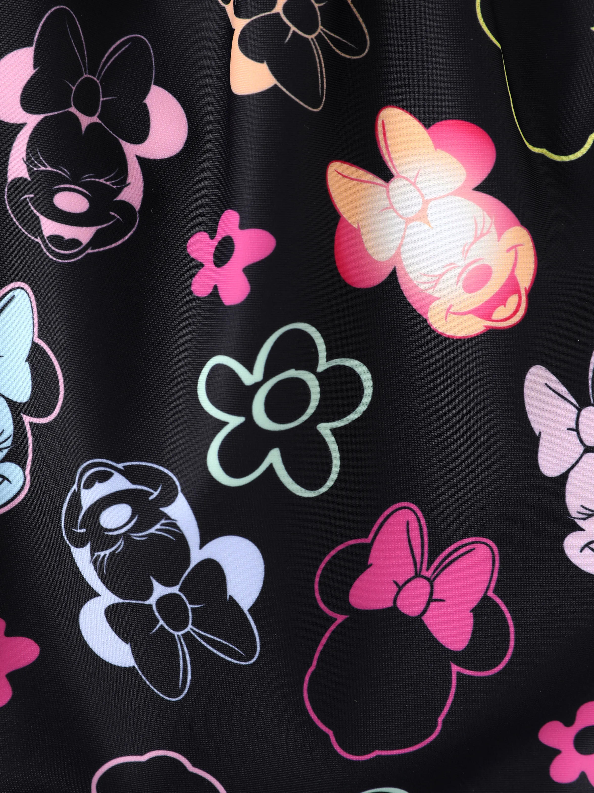 Disney Mickey and Friends Toddler/Kid Girl Minnie Mouse UPF50+ Floral Print Swimsuit Black - Image 2