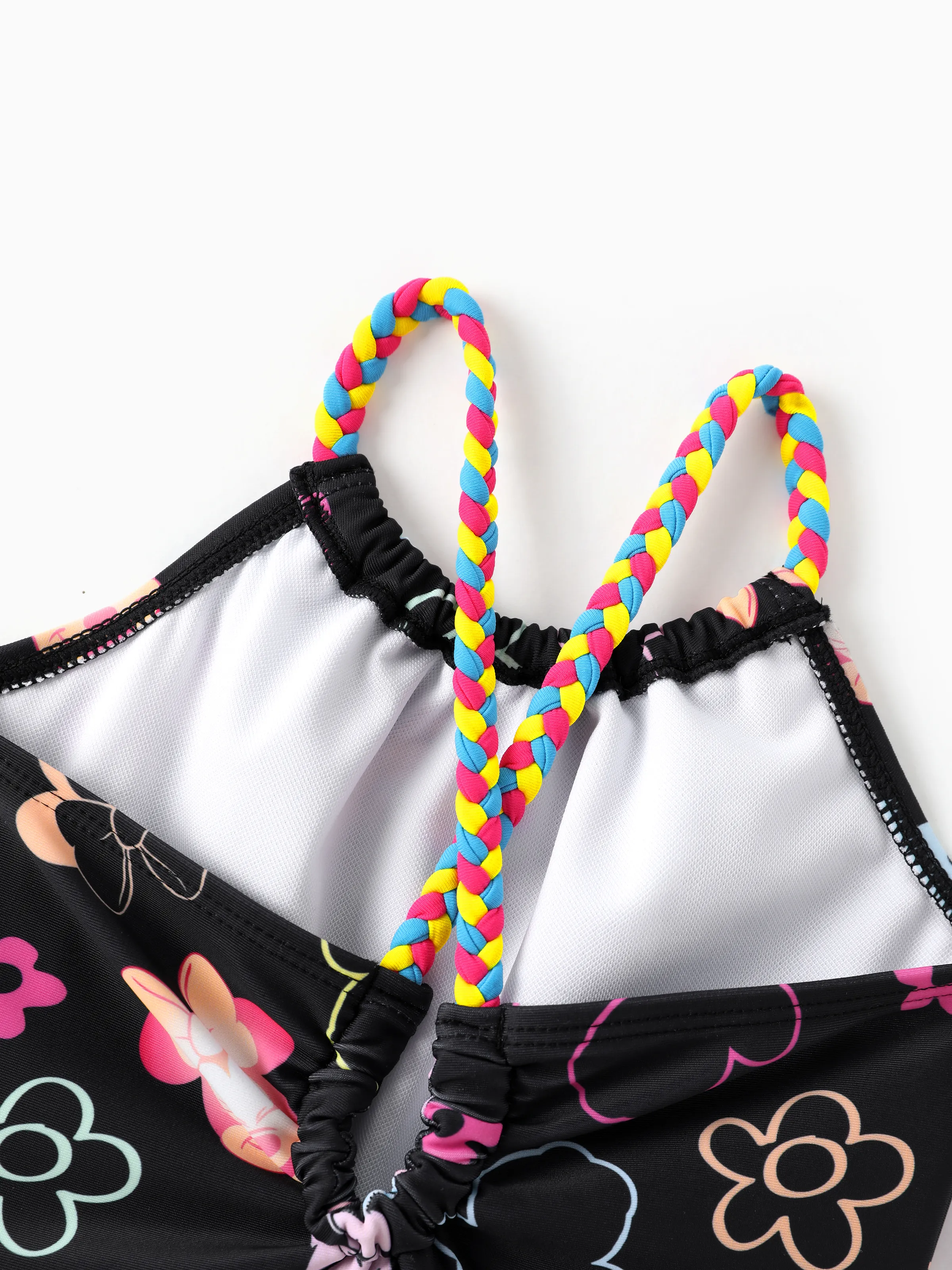 Disney Mickey and Friends Toddler/Kid Girl Minnie Mouse UPF50+ Floral Print Swimsuit Black - Image 5