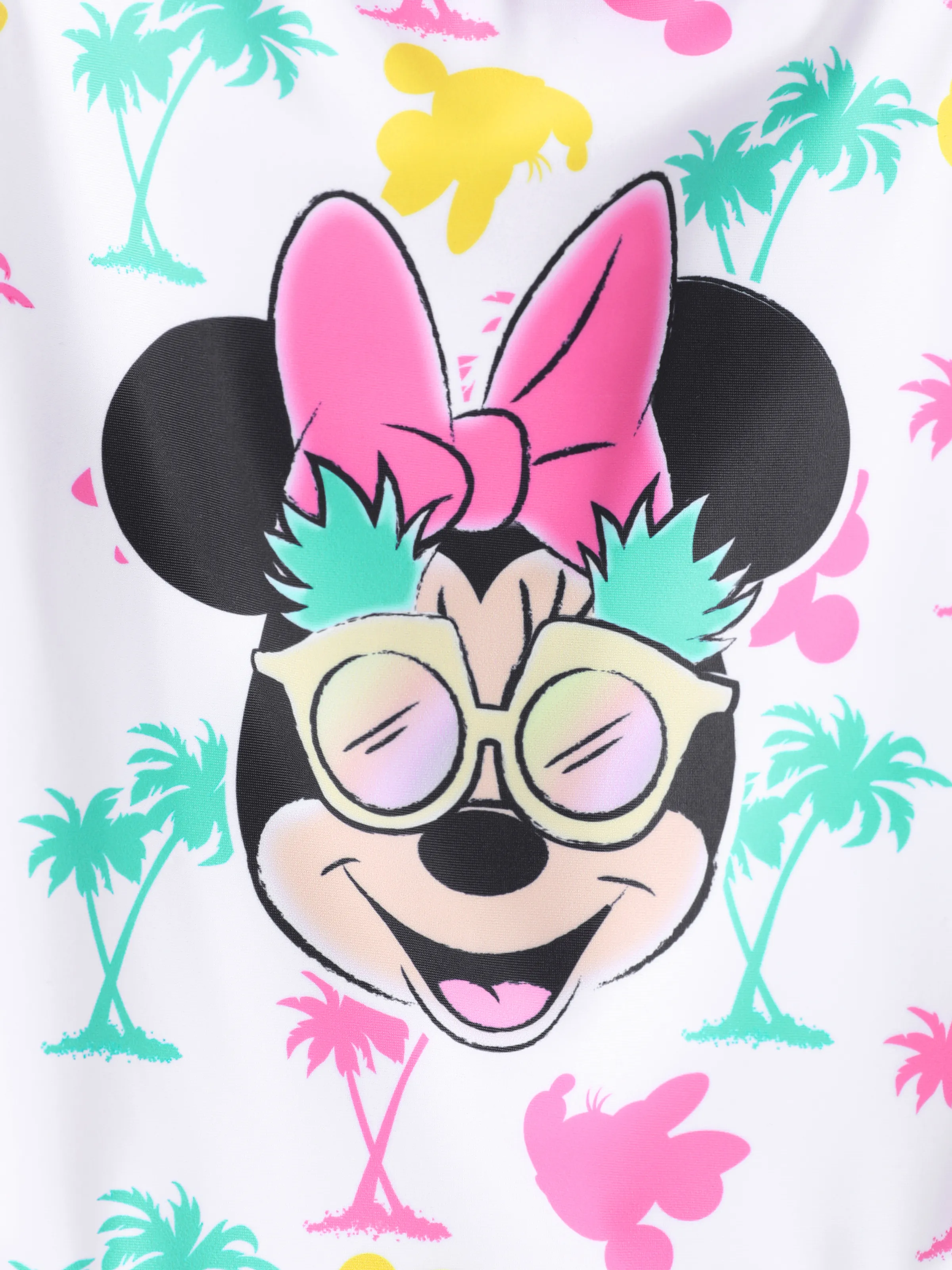 Disney Mickey and Friends Toddler/Kid Girl 1pc Minnie Mouse Floral Print UPF 50+ Swimsuit White - Image 2