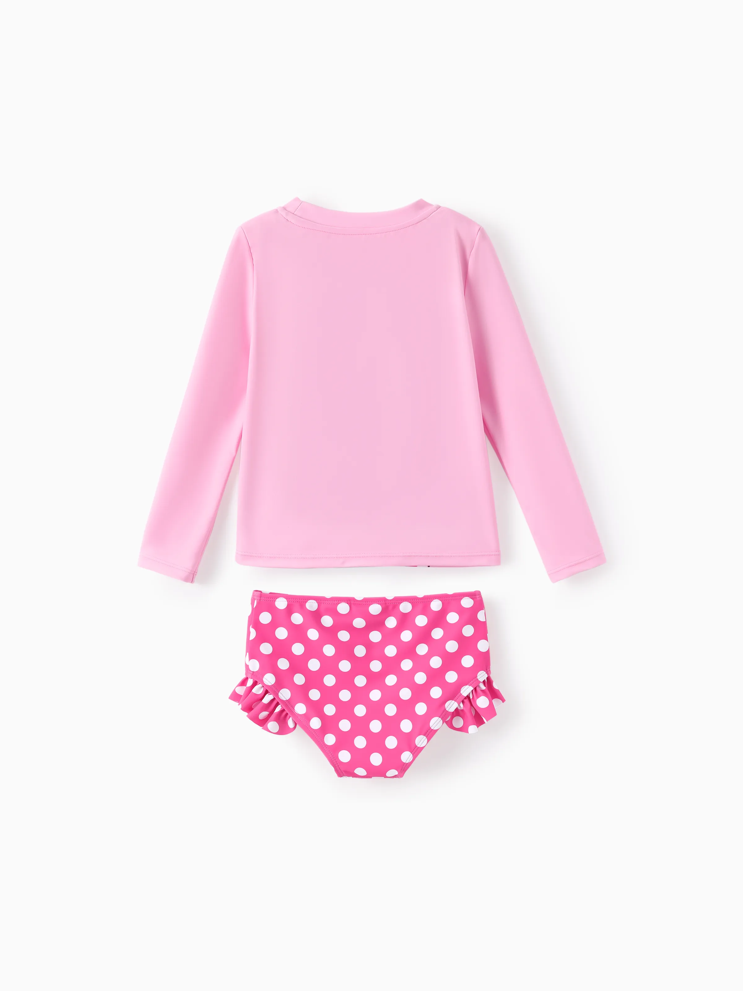 Disney Mickey and Friends Toddler/Kid Girl 2pcs Minnie Mouse UPF50+ Ruffle Swimsuit Pink - Image 3