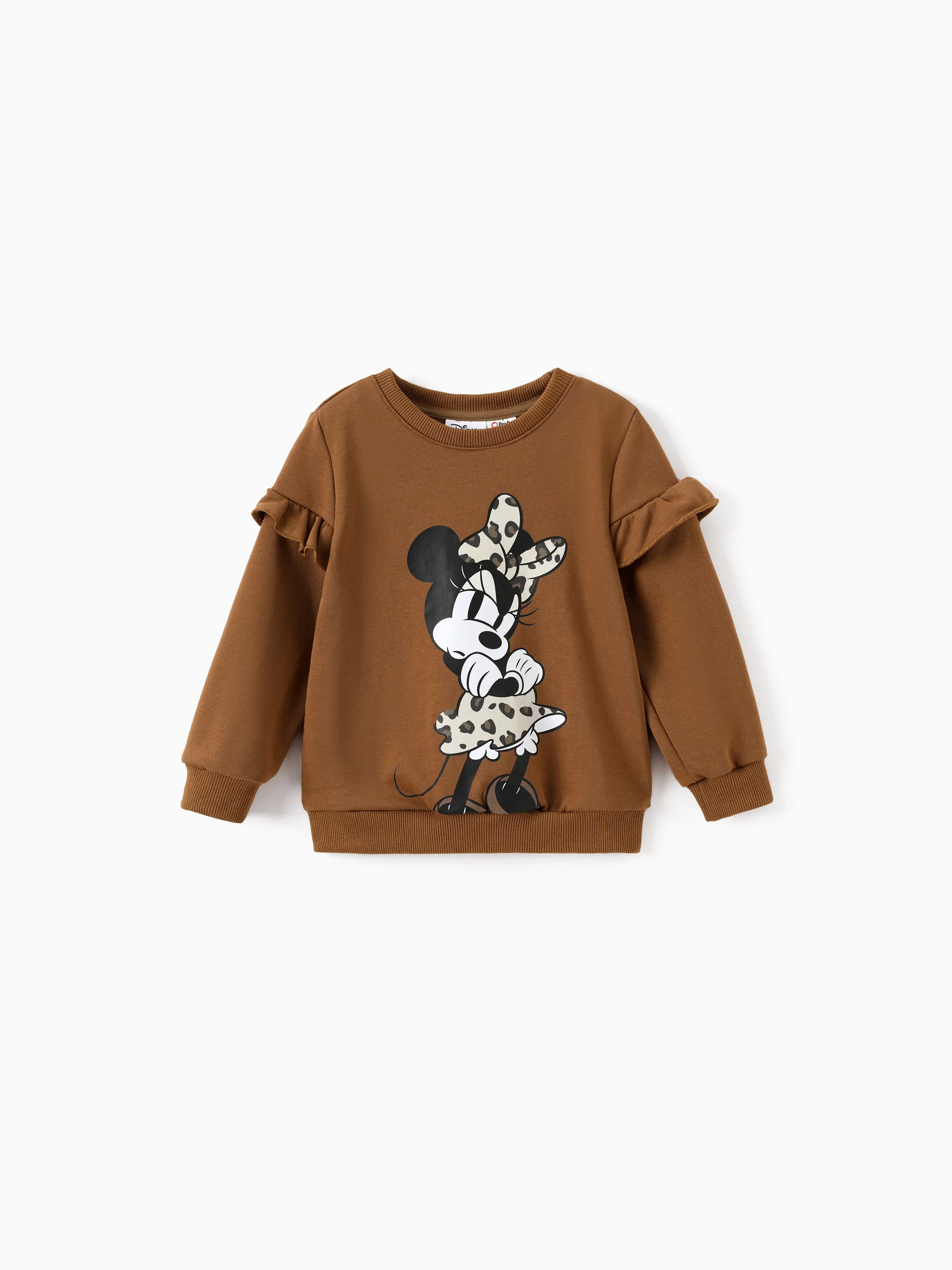 Disney Mickey and Friends Toddler/Kid Girl Minnie Mouse 2pcs Ruffled Sweatshirt and Leggings Set Coffee - Image 4