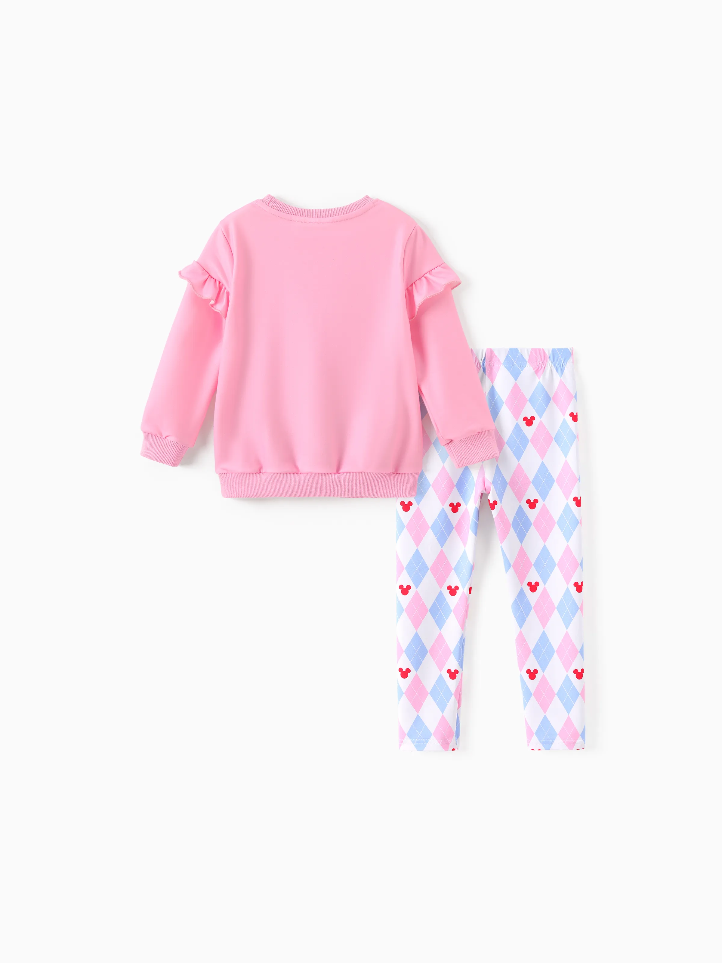 Disney Mickey and Friends Toddler/Kid Girl 2pcs Minnie & Daisy Ruffled Sweatshirt and Leggings Set Light Pink - Image 3