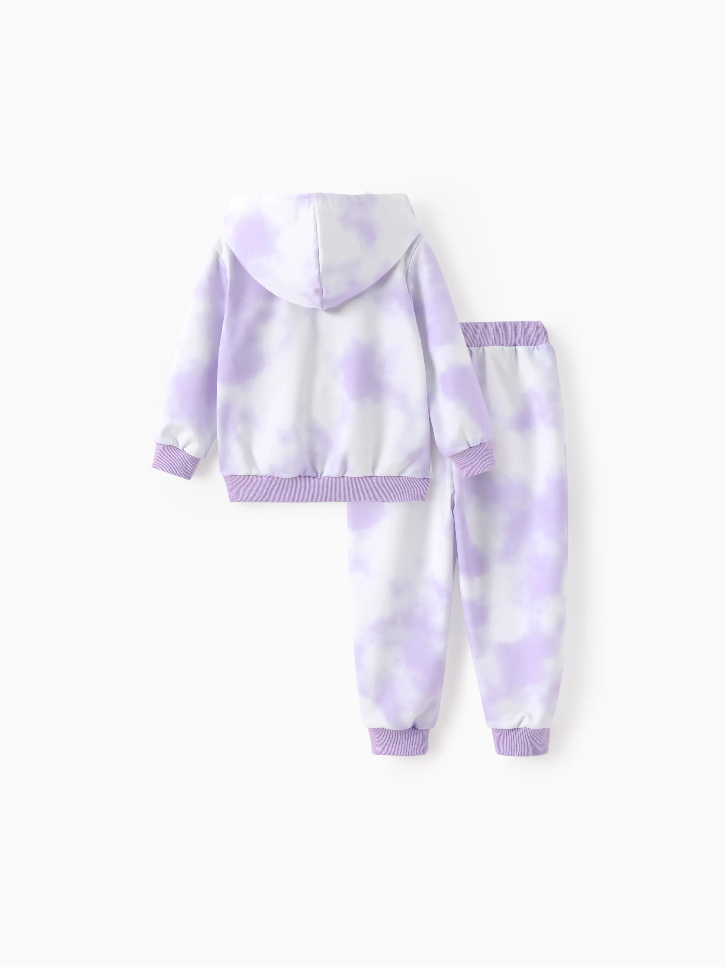 Disney Mickey and Friends Toddler/Kid Girl Minnie Mouse Tie dye Hoodie Sweatshirt and Sweatpants Set Purple - Image 2