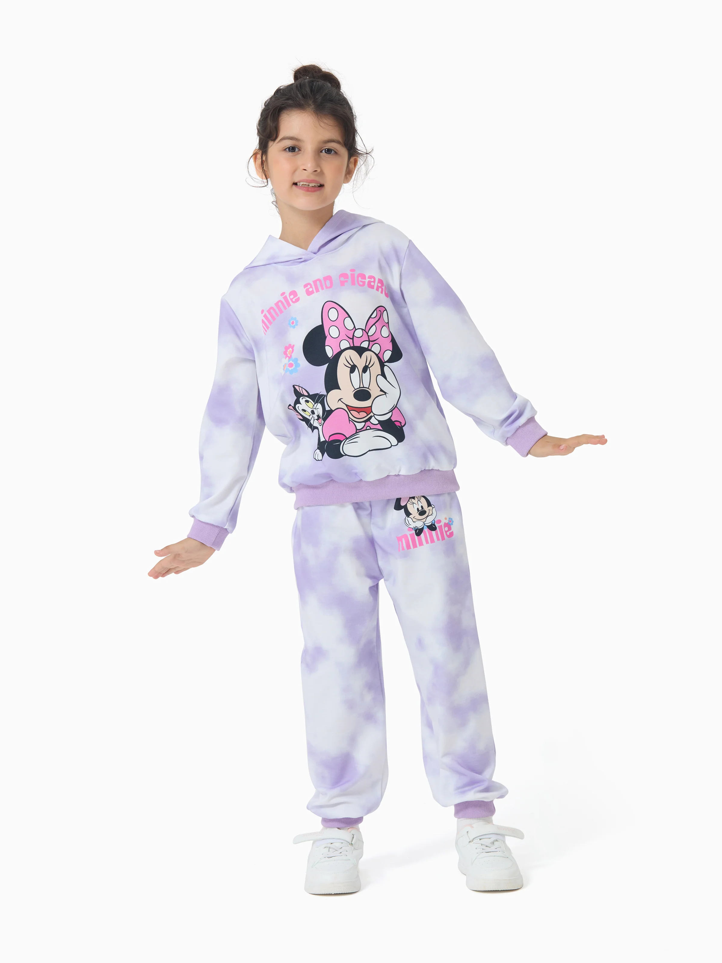 Disney Mickey and Friends Toddler/Kid Girl Minnie Mouse Tie dye Hoodie Sweatshirt and Sweatpants Set Purple - Image 3