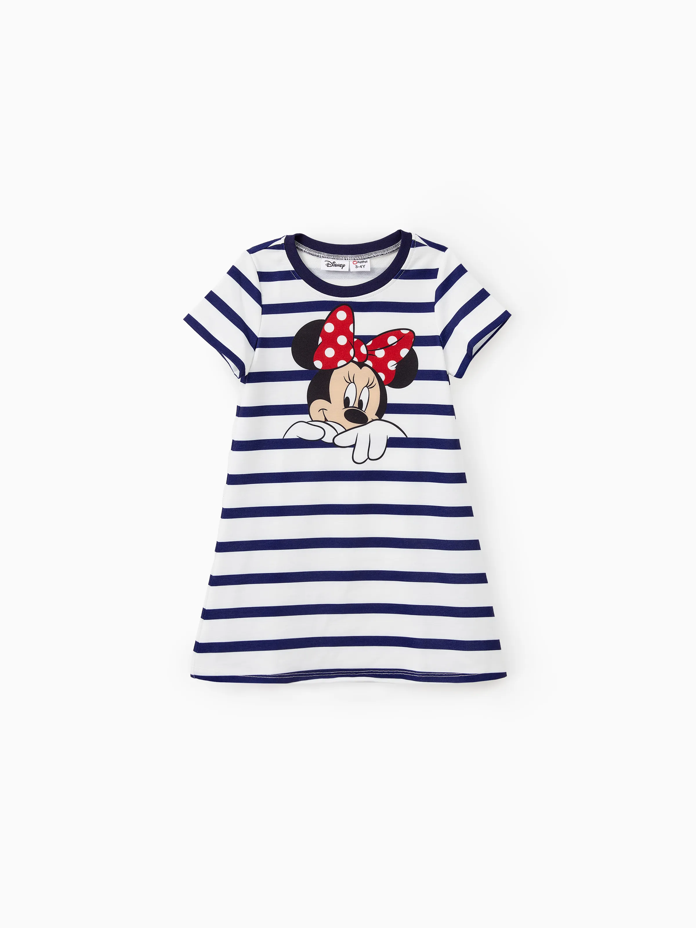 Disney Mickey and Friends Toddler/Kid Girl Stripe & Character Print Short-sleeve Naia™Dresses COLOREDSTRIPES - Image 3