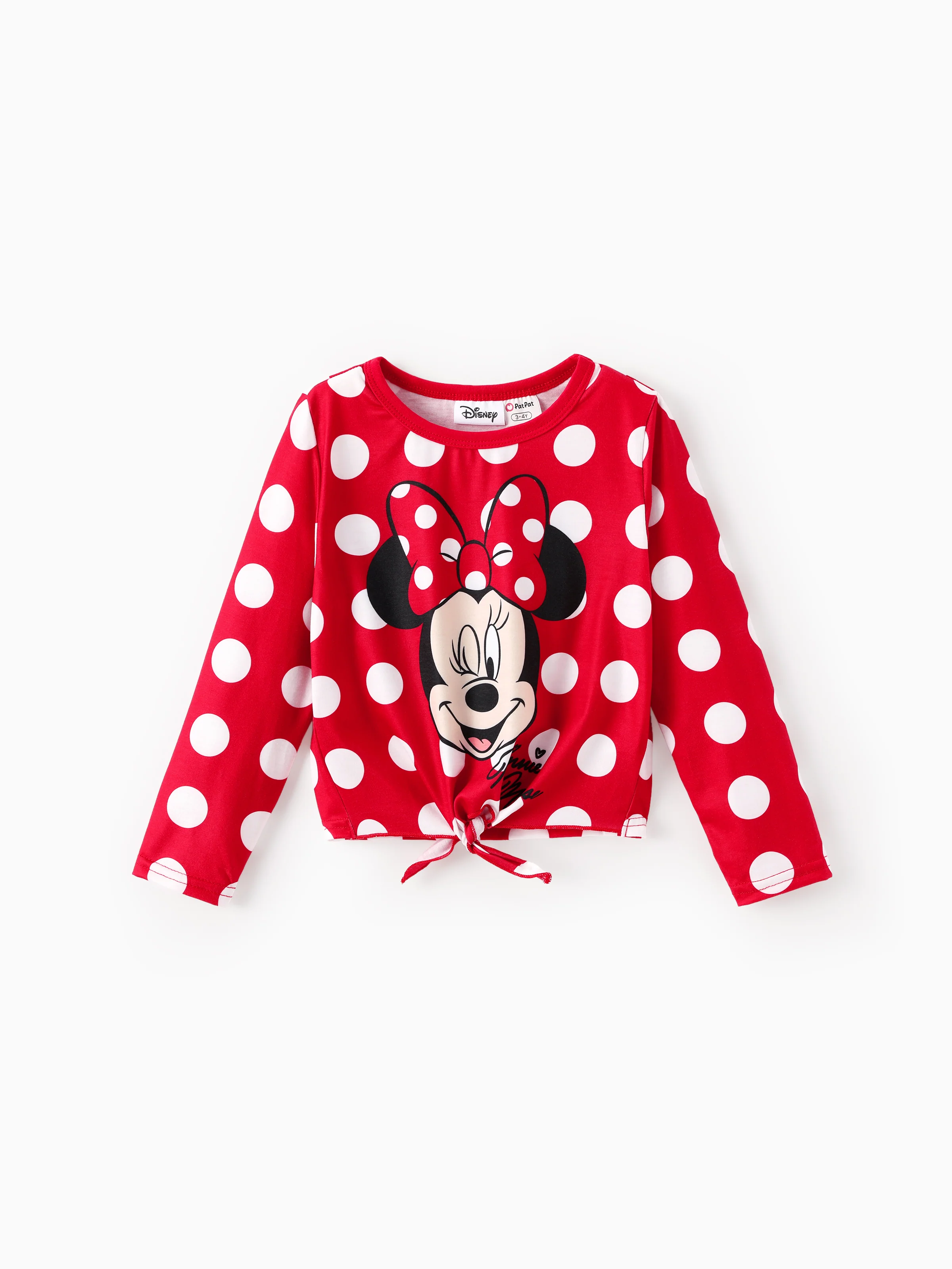 Disney Mickey and Friends Toddler/Kids Girl 2pcs Minnie Tie Longsleeves Top and Leopard Print Flared Pants Set Red - Image 4