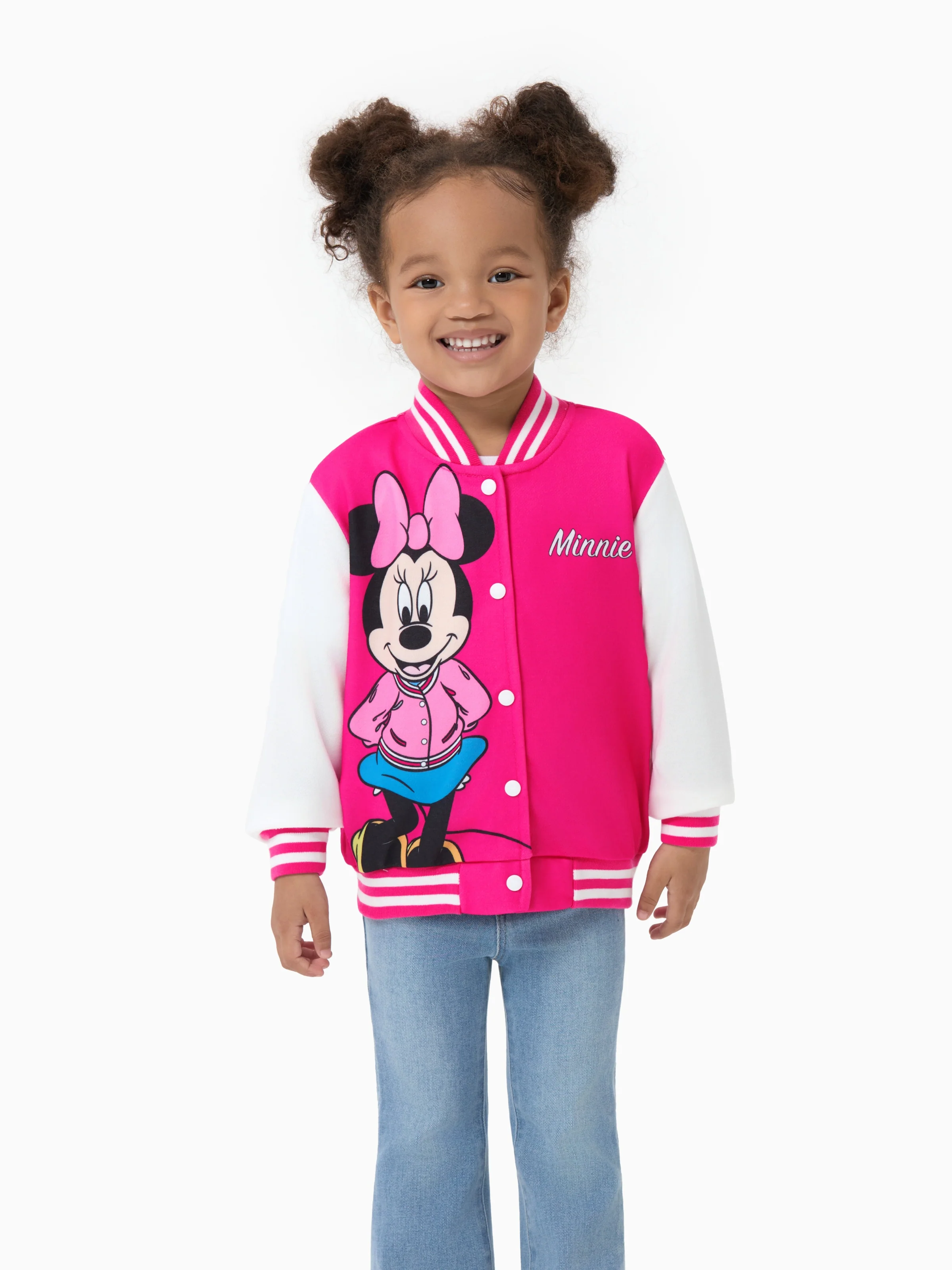 Disney Mickey and Friends Toddler/Kid Girl Minnie Lightweight Bomber Jacket Hot Pink - Image 4