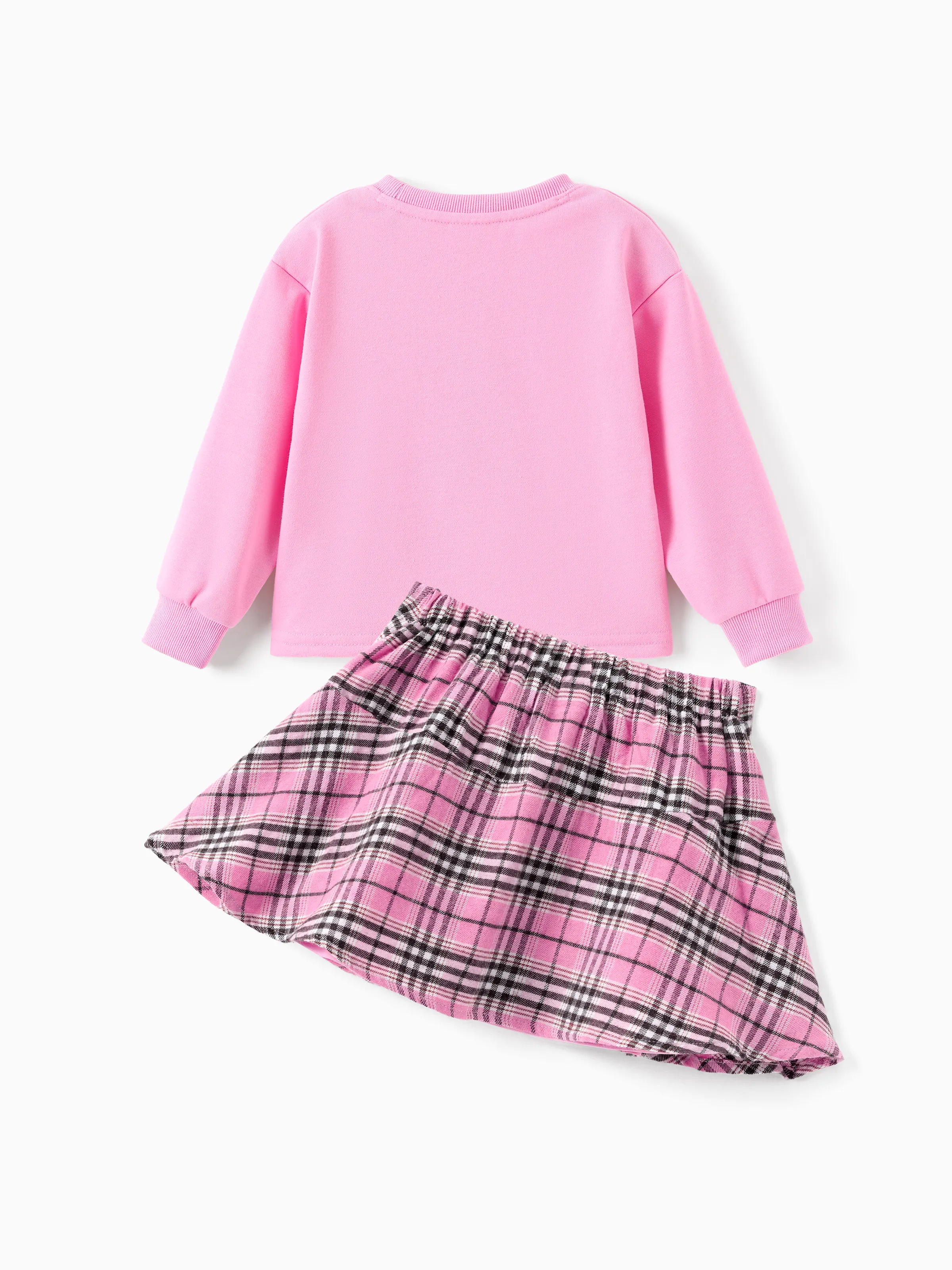 Disney Mickey and Friends Toddler/Kid Girl 2pcs Minnie Mouse Plaid Print with Bows Skirt Set Pink Pink - Image 14