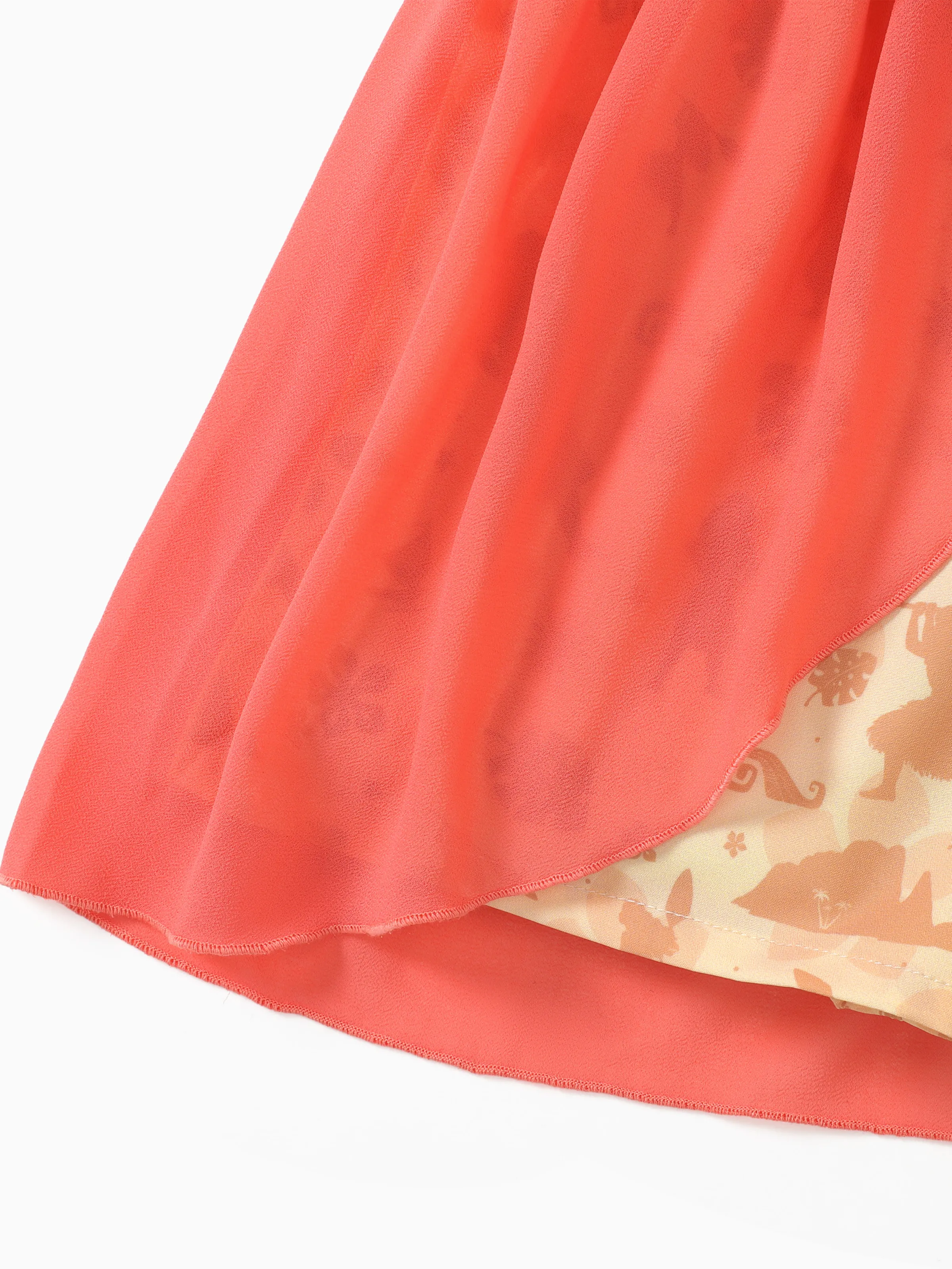 Disney Princess Moana Toddler Girl Character Print Bowknot Mesh Ruffled Romper orangered - Image 7
