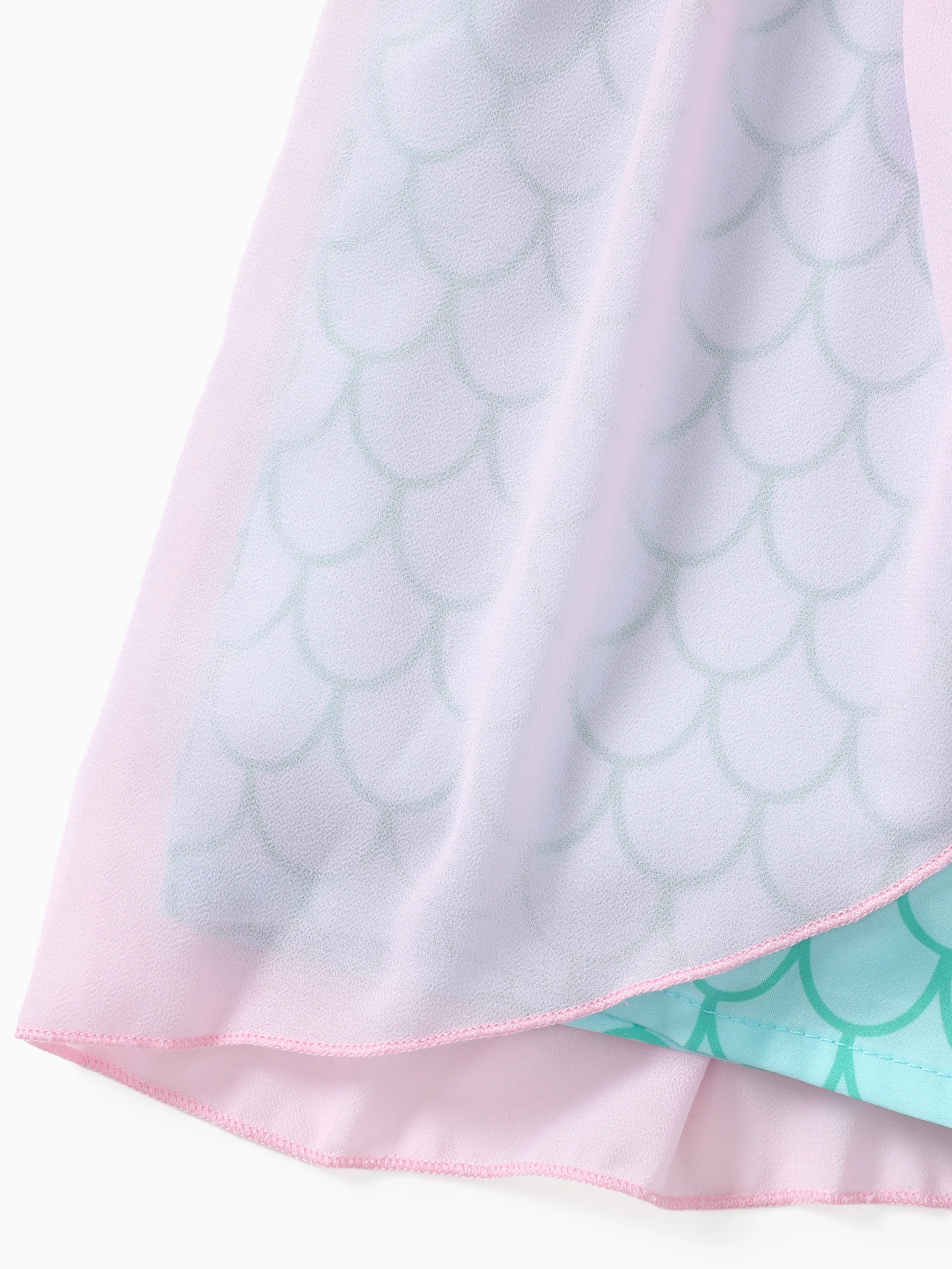 Disney Princess Ariel Toddler Girl Character Print Bowknot Mesh Ruffled Romper Pink - Image 6