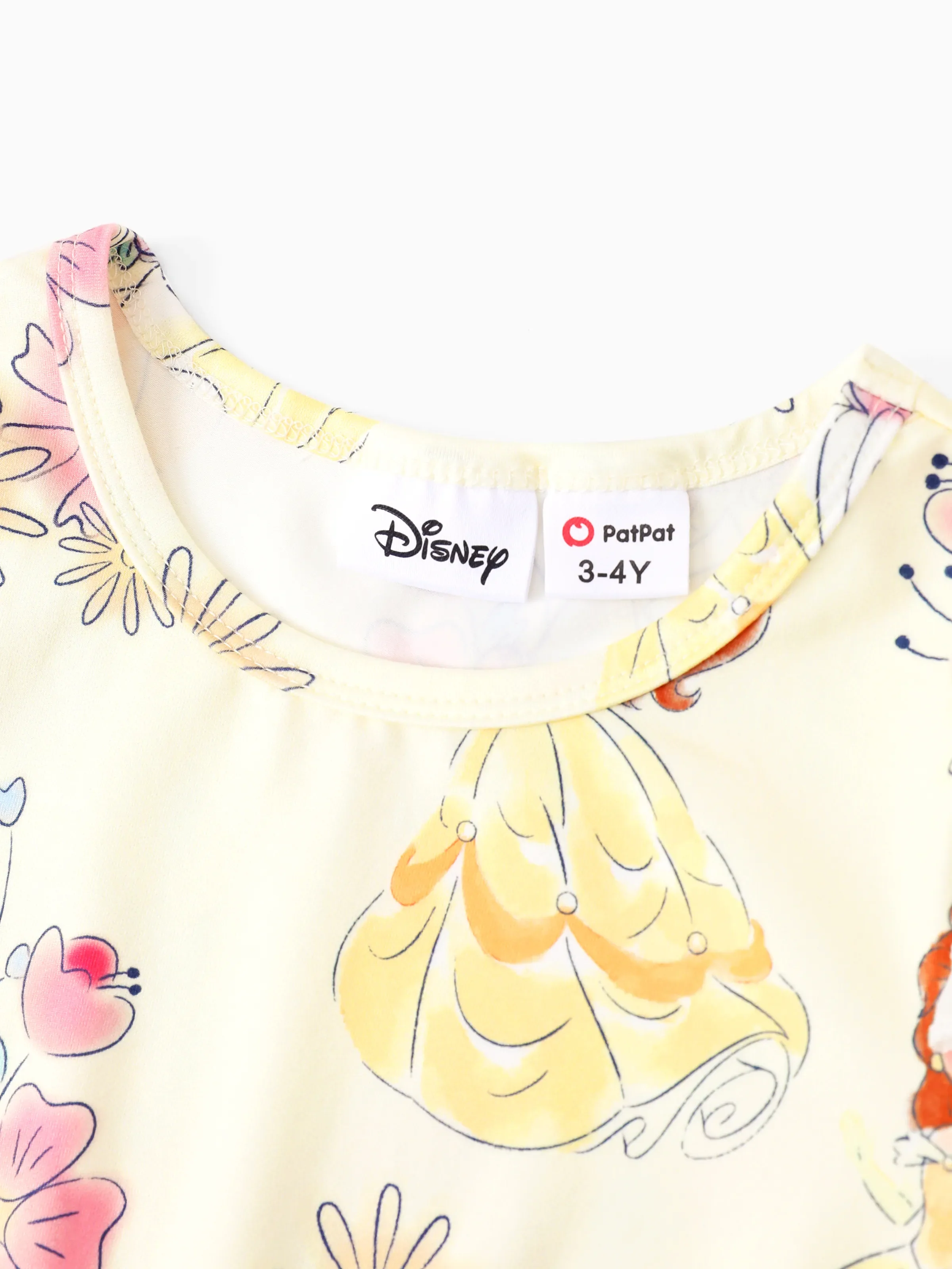 Disney Princess Baby Girl Belle Print Ruffled Dress Yellow - Image 2
