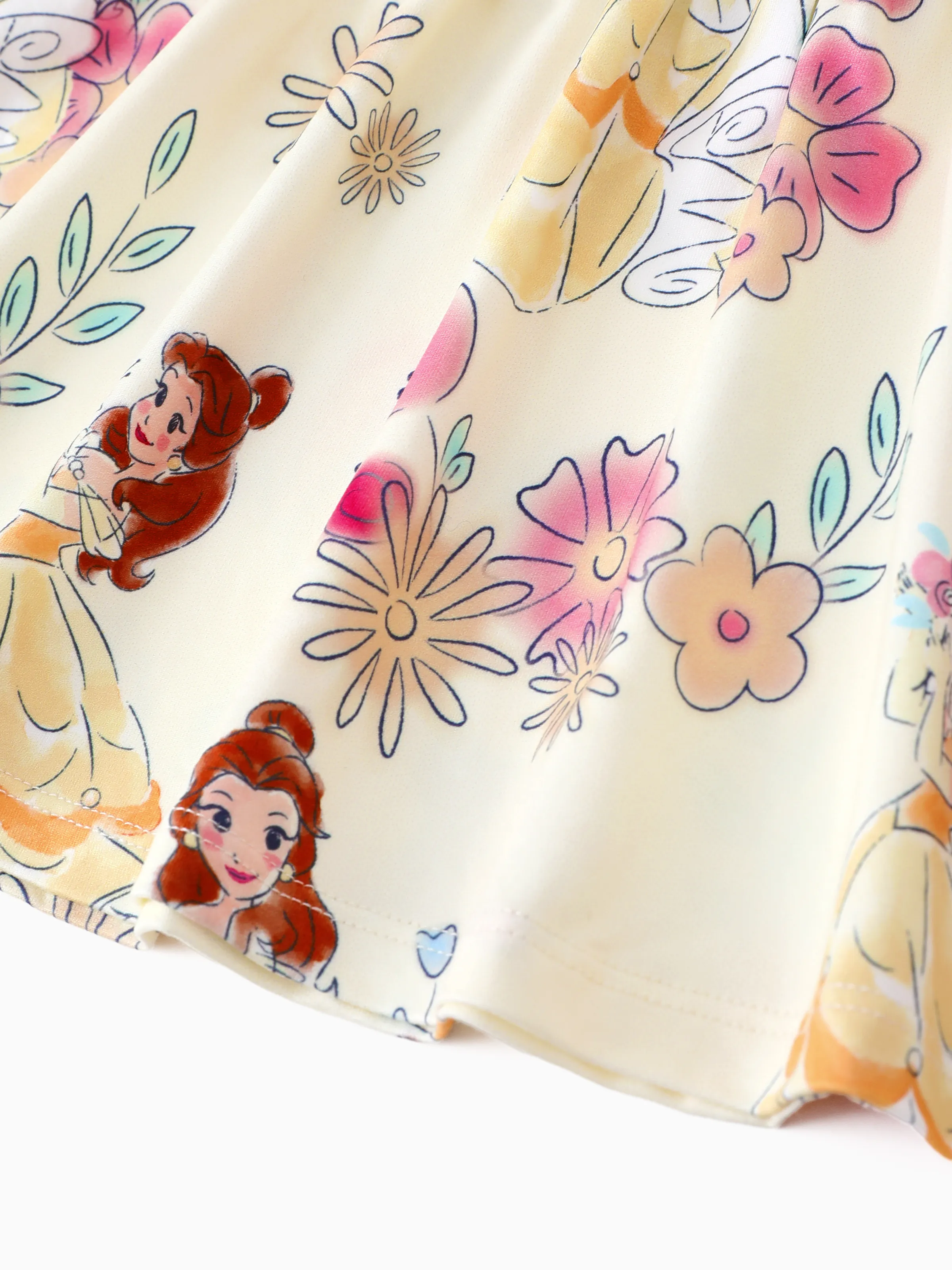 Disney Princess Baby Girl Belle Print Ruffled Dress Yellow - Image 4