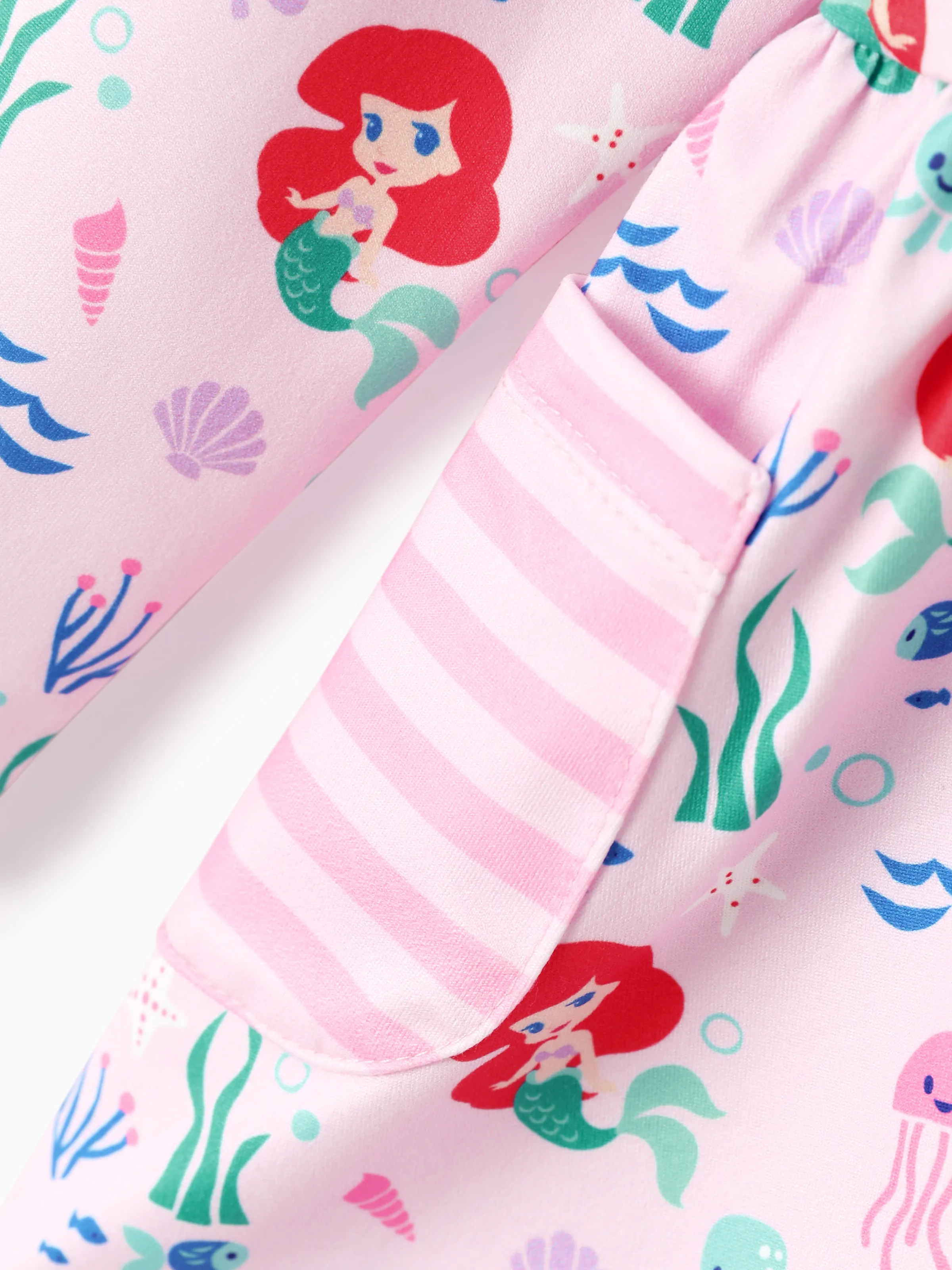 Disney Princess Baby/Toddler Girl Ariel 2pcs Striped Ruffle Tunic Top and Leggings Set Pink - Image 10