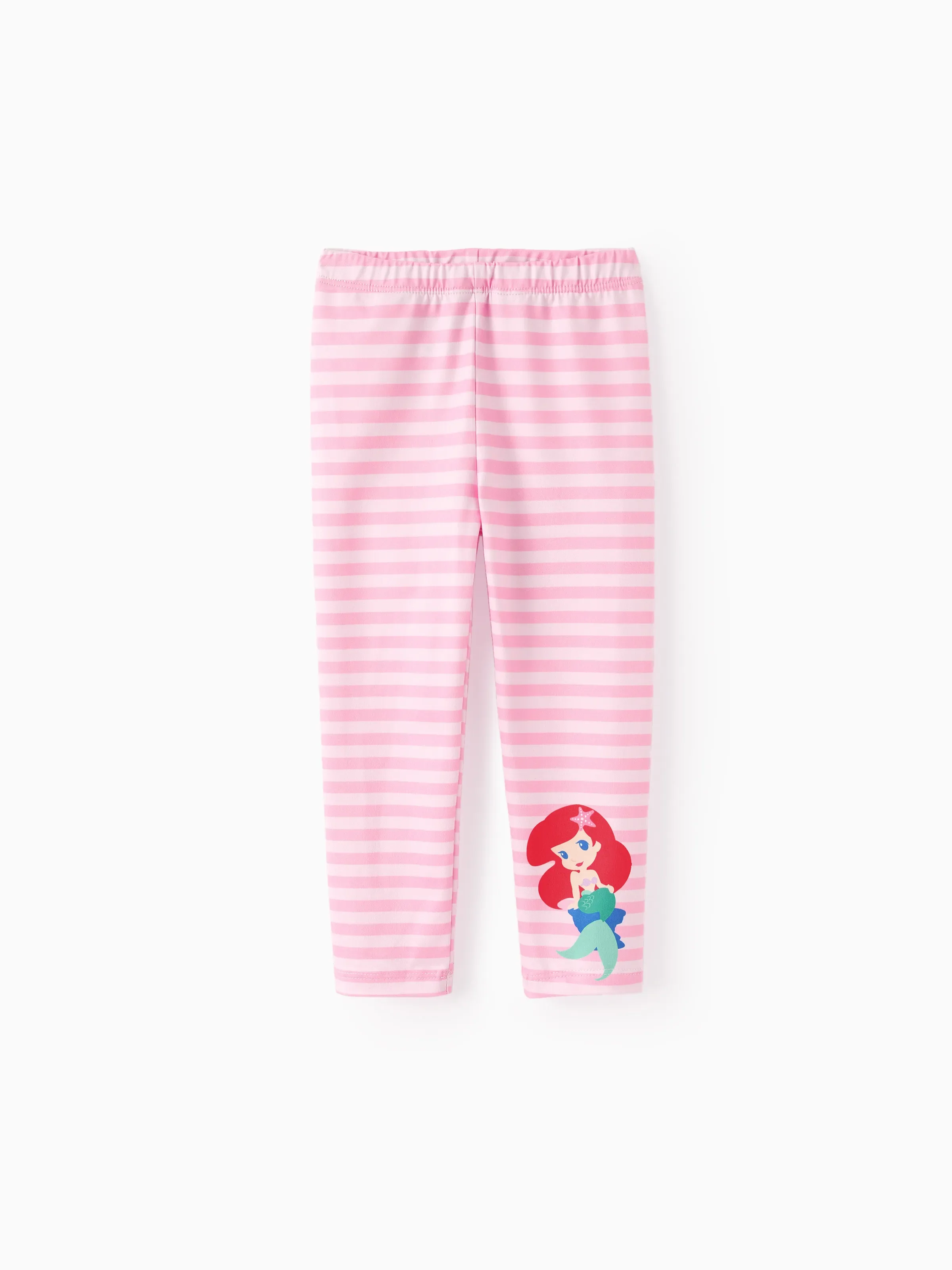 Disney Princess Baby/Toddler Girl Ariel 2pcs Striped Ruffle Tunic Top and Leggings Set Pink - Image 7