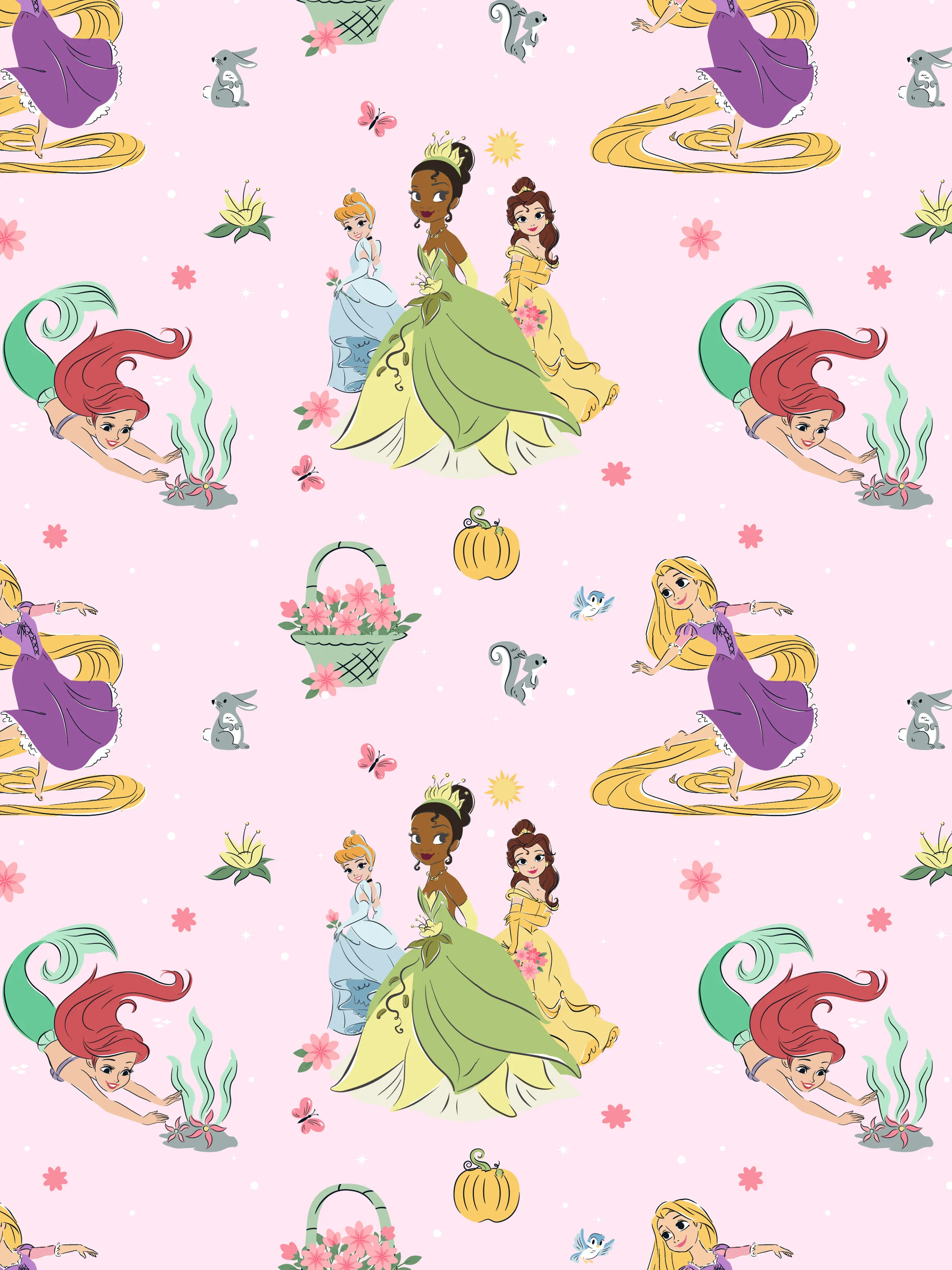 Disney Princess Bamboo Baby Girl Ariel/Belle/Tiana 2-Way Zip Onesies Anti Slip Long-sleeve Footie Pink - Image 2
