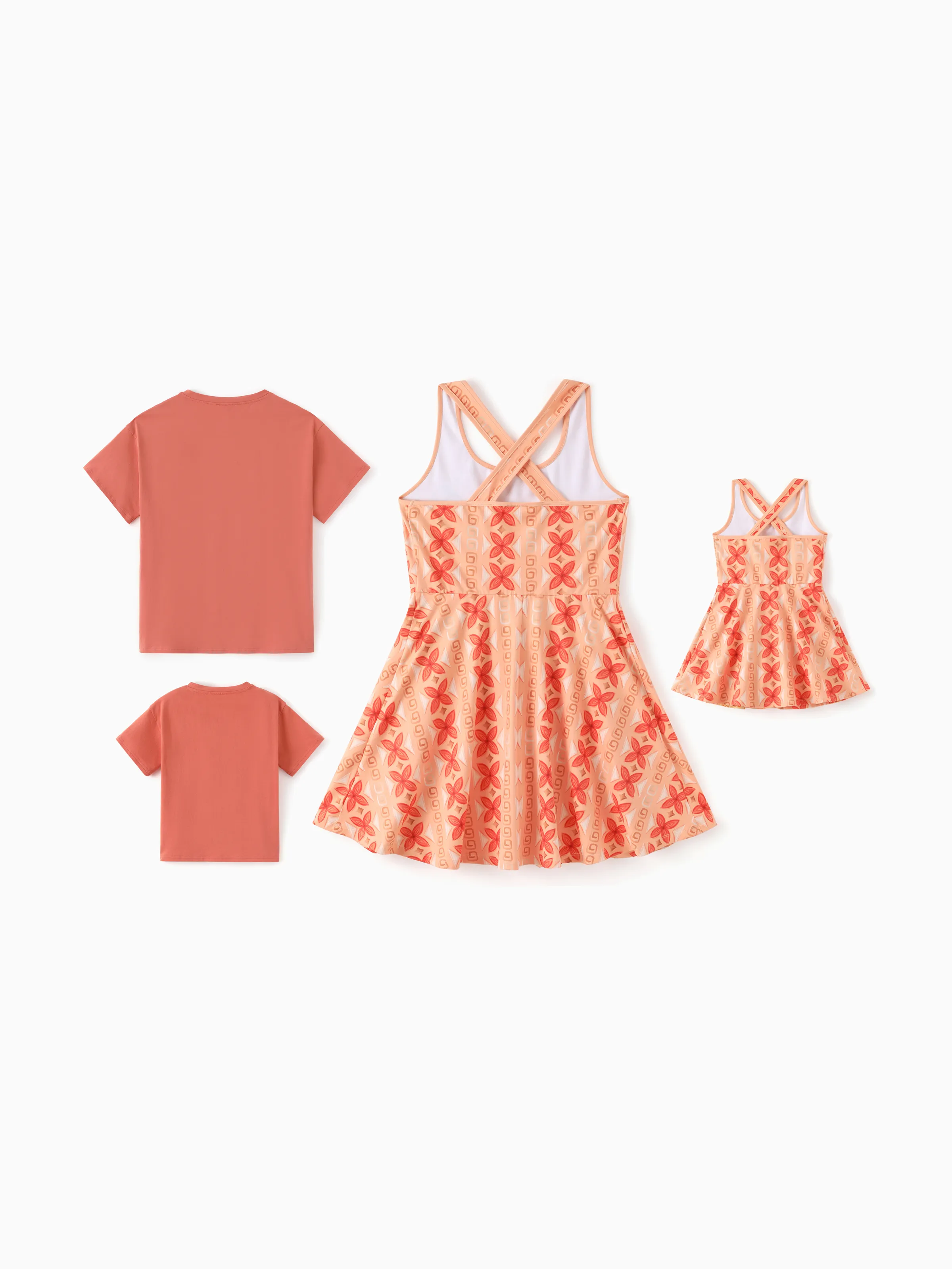 Disney Princess Matching Family Moana Sporty Dress with Built-in Shorts & Pockets/ Cotton Top Orange - Image 3