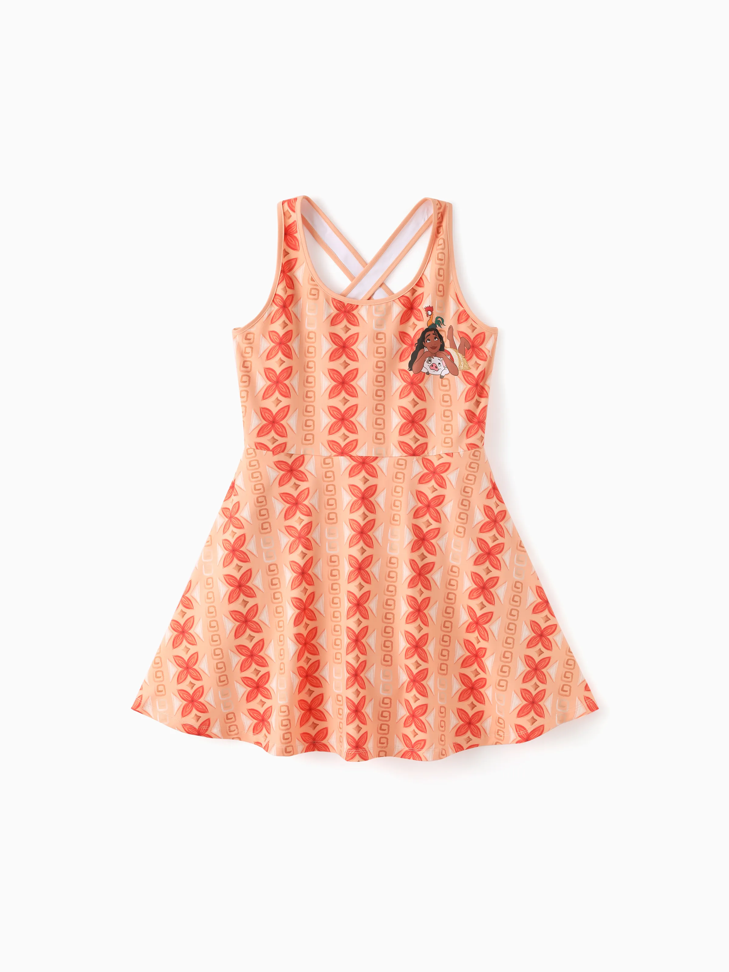 Disney Princess Matching Family Moana Sporty Dress with Built-in Shorts & Pockets/ Cotton Top Orange - Image 6