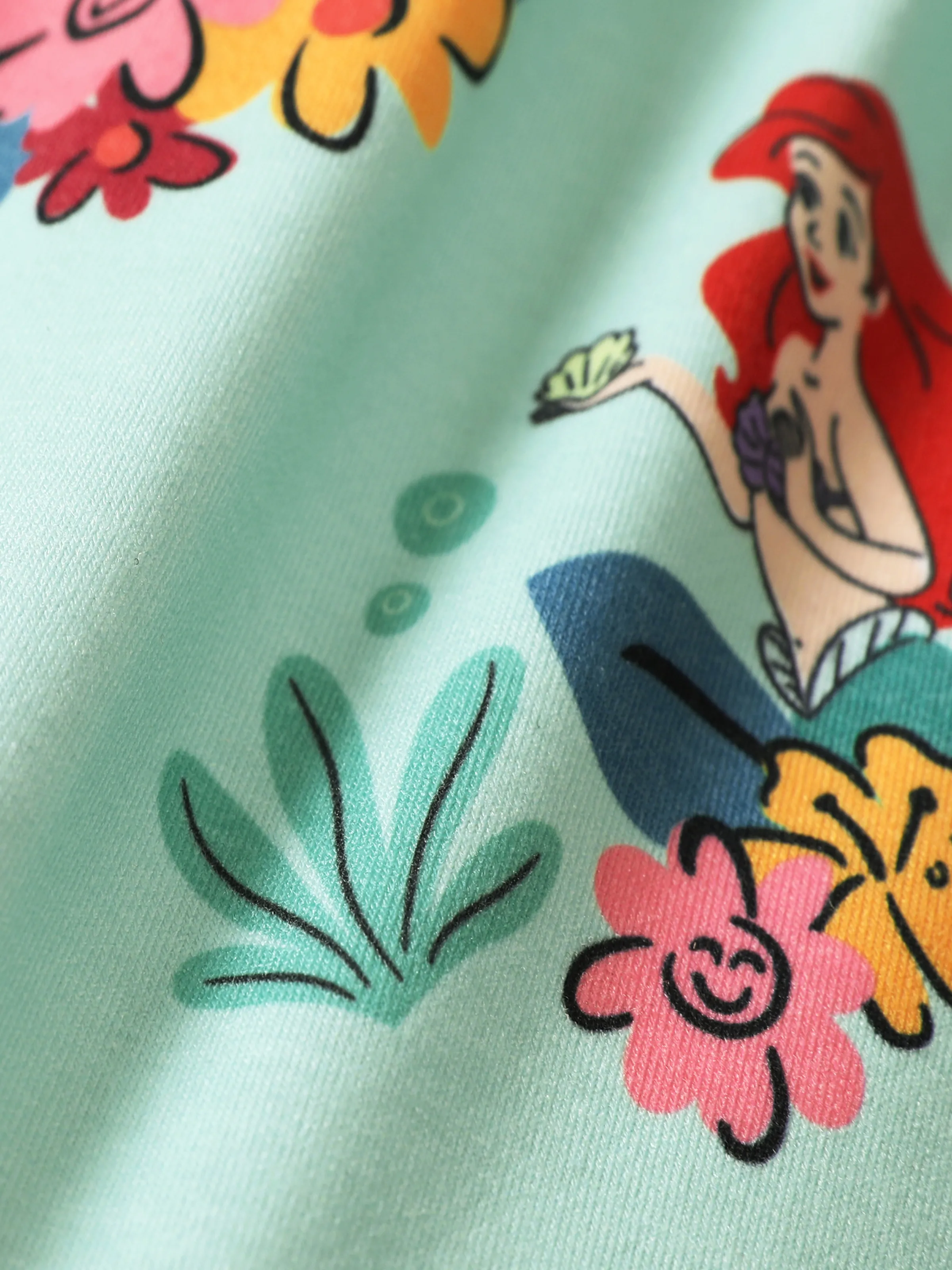 Disney Princess Ariel Toddler Girl Naia™ Character Floral Print Spaghetti Strap Romper Green - Image 2