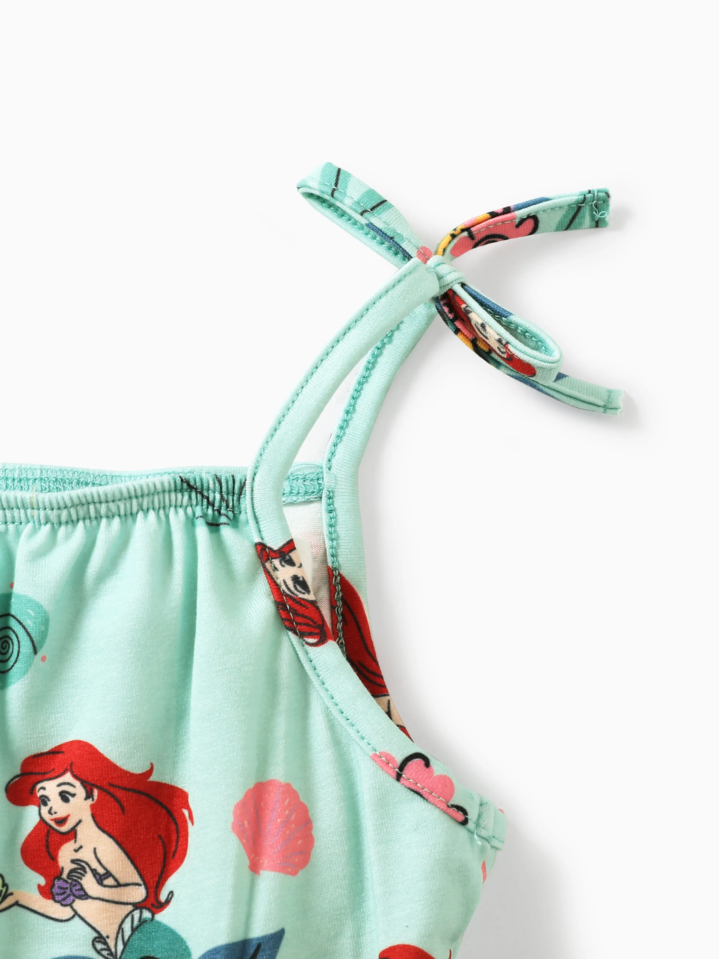 Disney Princess Ariel Toddler Girl Naia™ Character Floral Print Spaghetti Strap Romper Green - Image 3