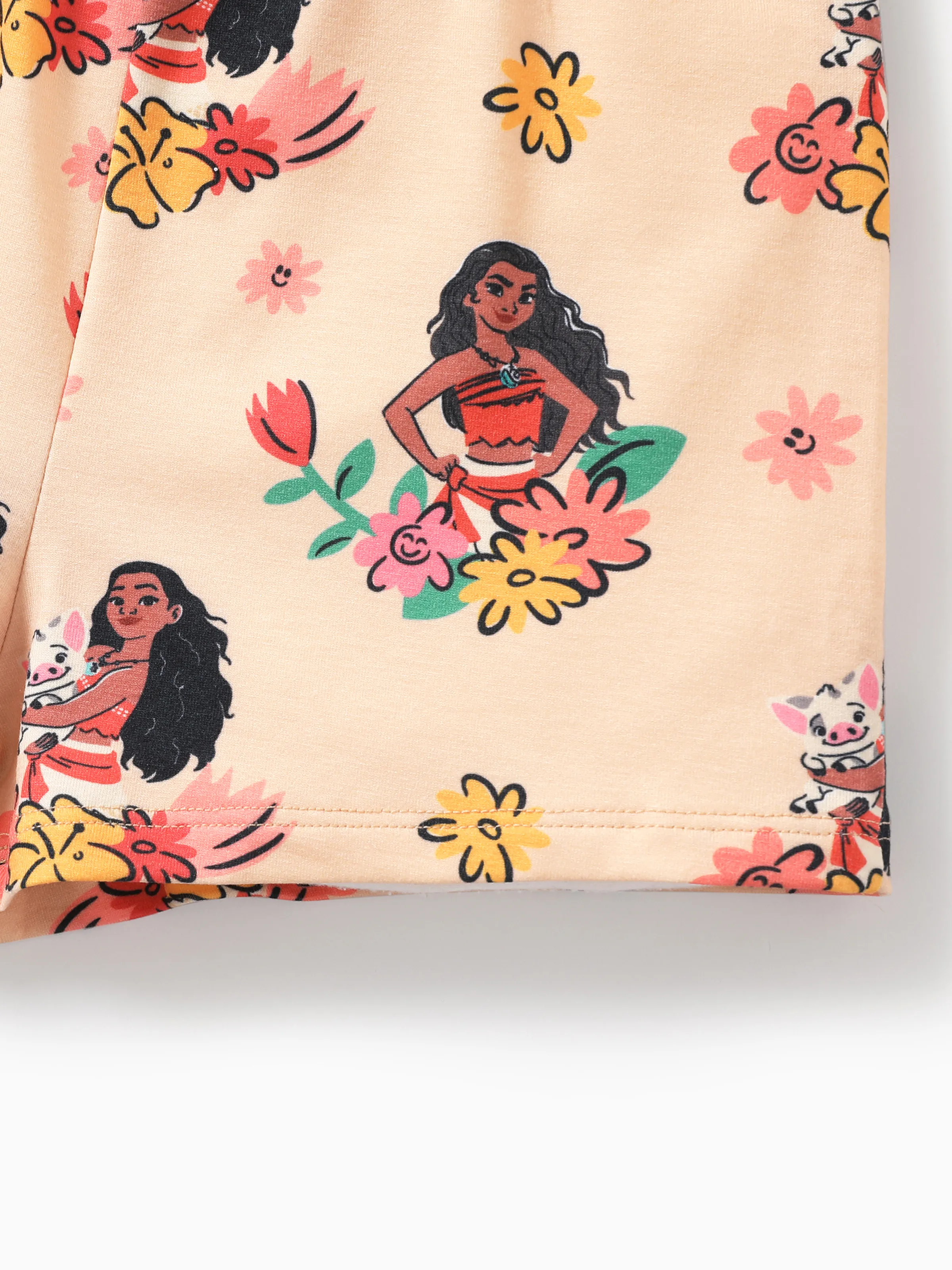 Disney Princess Moana Toddler Girl Naia™ Character Floral Print Spaghetti Strap Romper Khaki - Image 5