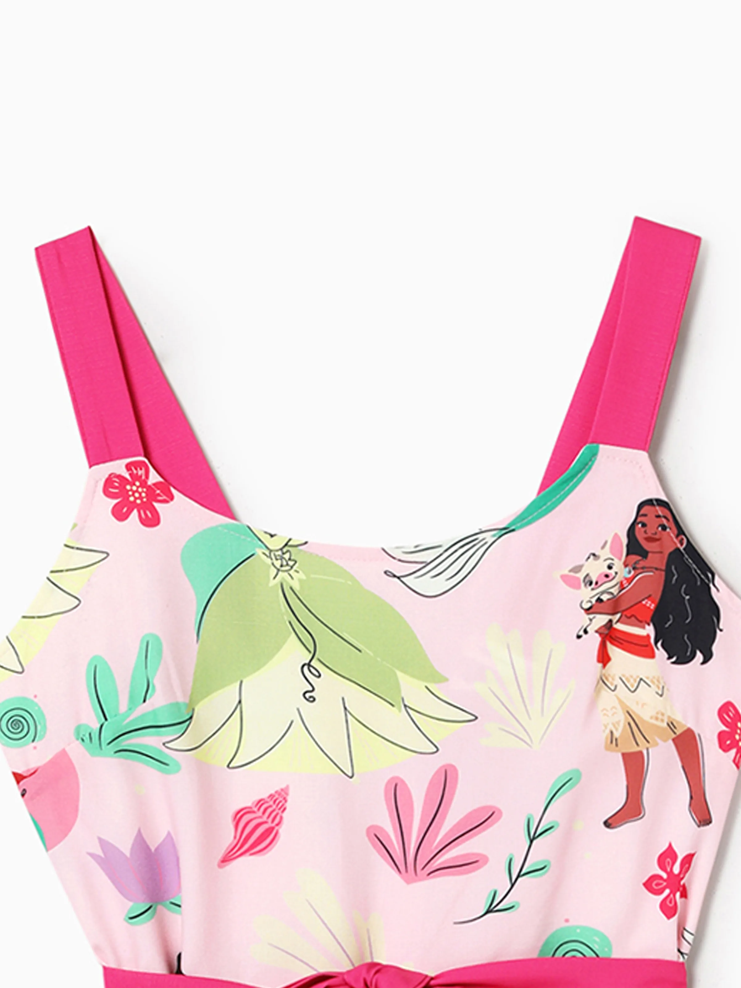 Disney Princess Mommy and Me Moana/Tiana Character and Floral Allover Print Dress Pink - Image 3