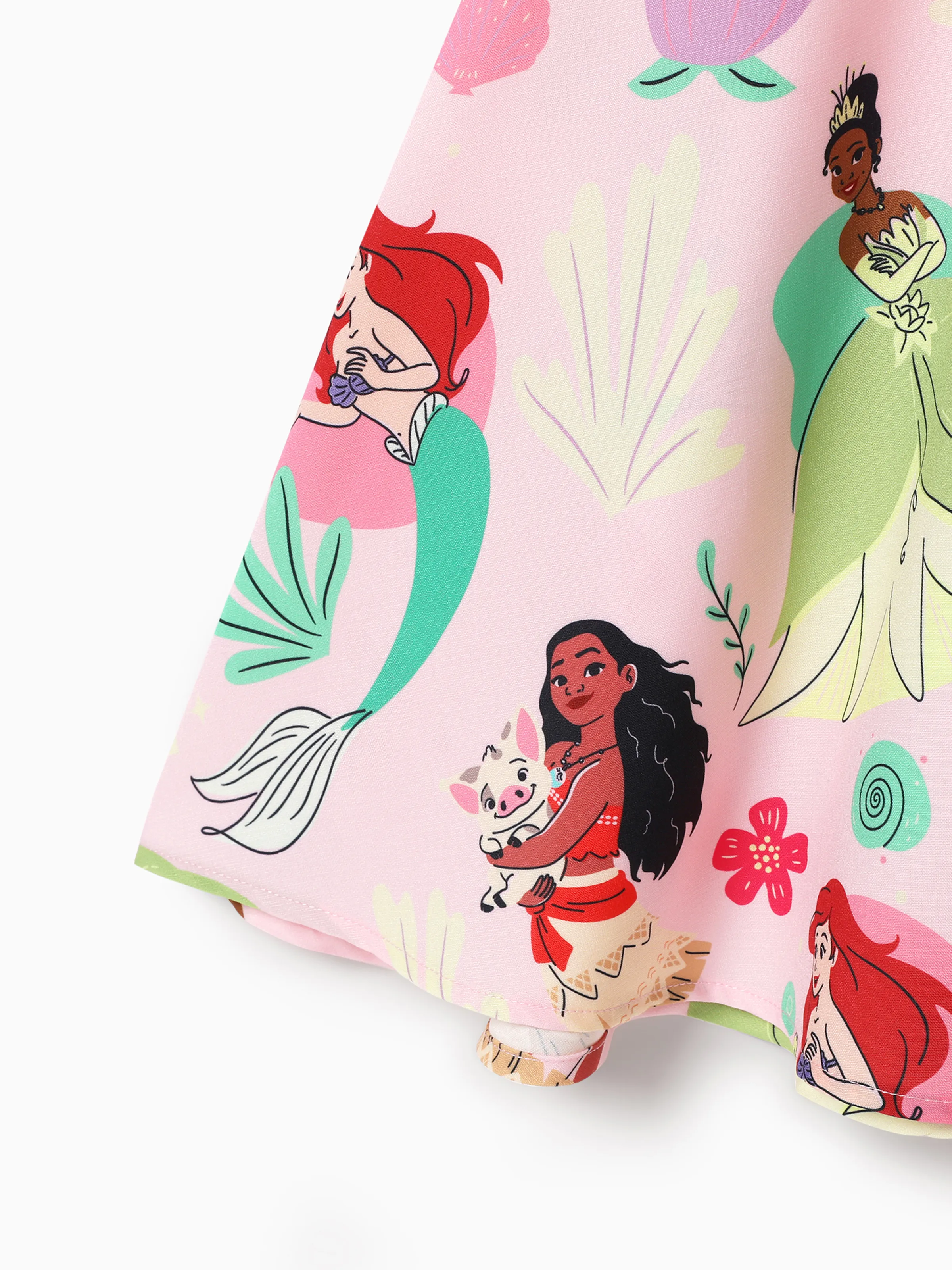 Disney Princess Mommy and Me Moana/Tiana Character and Floral Allover Print Dress Pink - Image 5