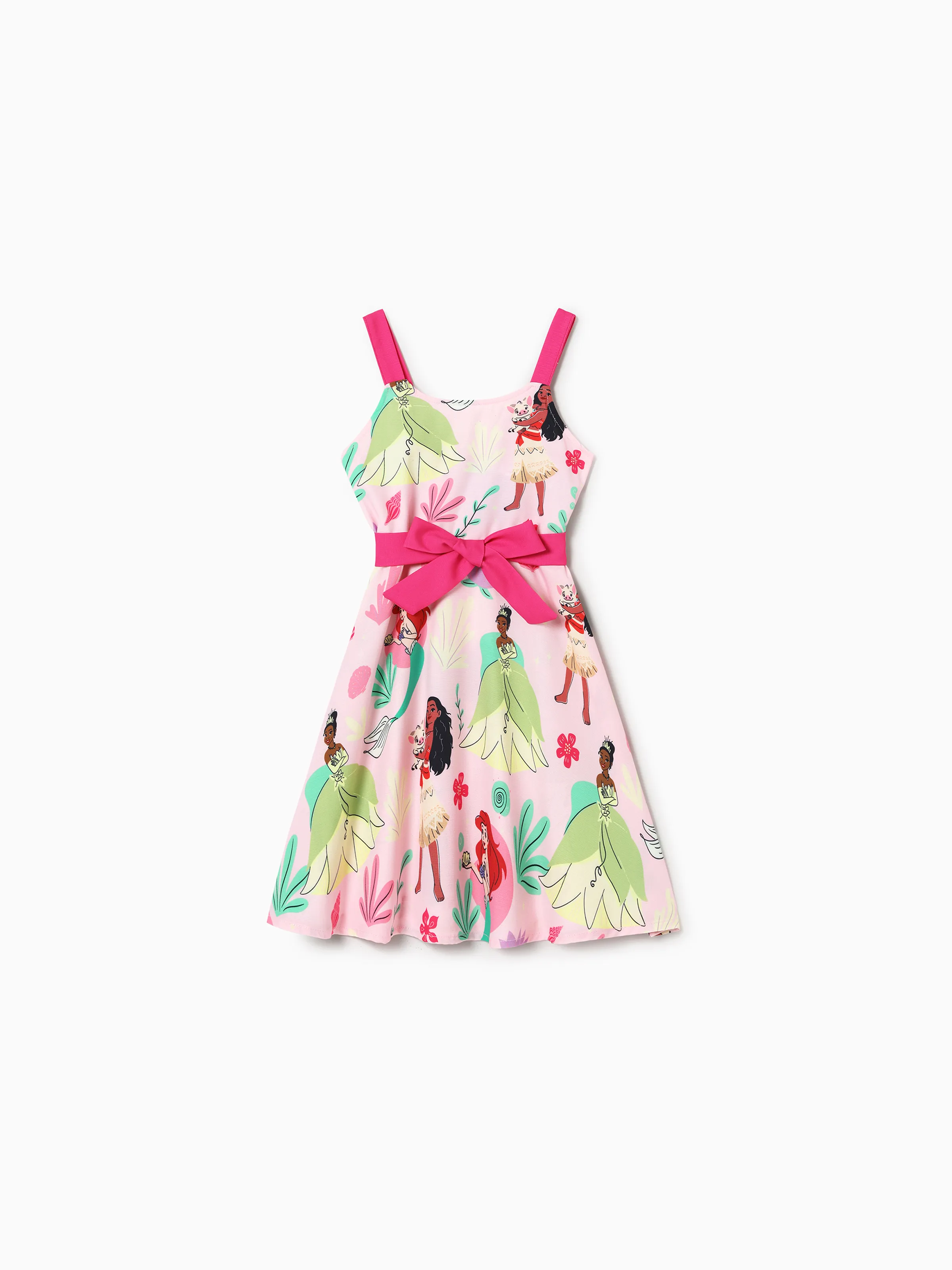 Disney Princess Mommy and Me Moana/Tiana Character and Floral Allover Print Dress Pink - Image 7