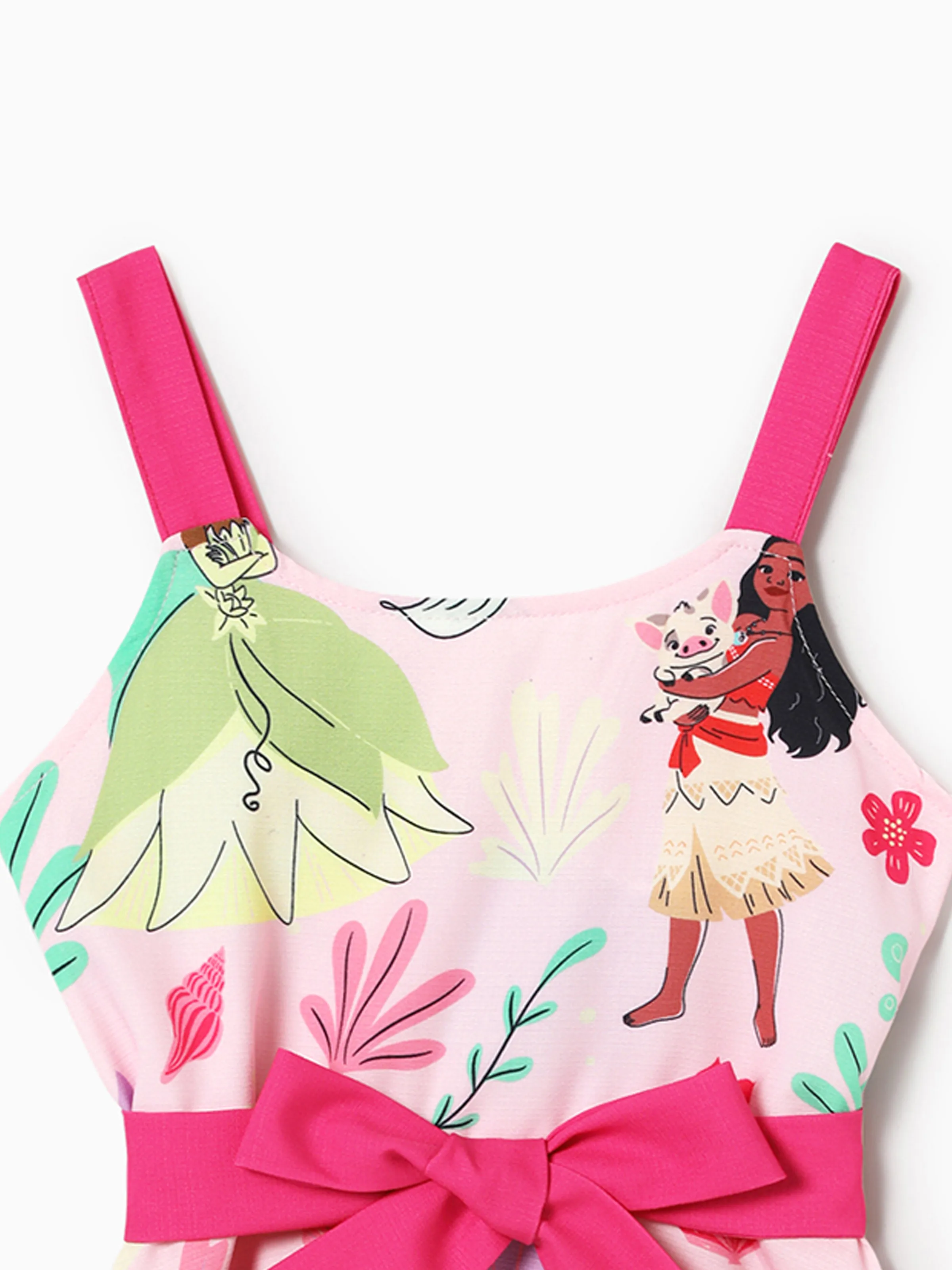 Disney Princess Mommy and Me Moana/Tiana Character and Floral Allover Print Dress Pink - Image 8