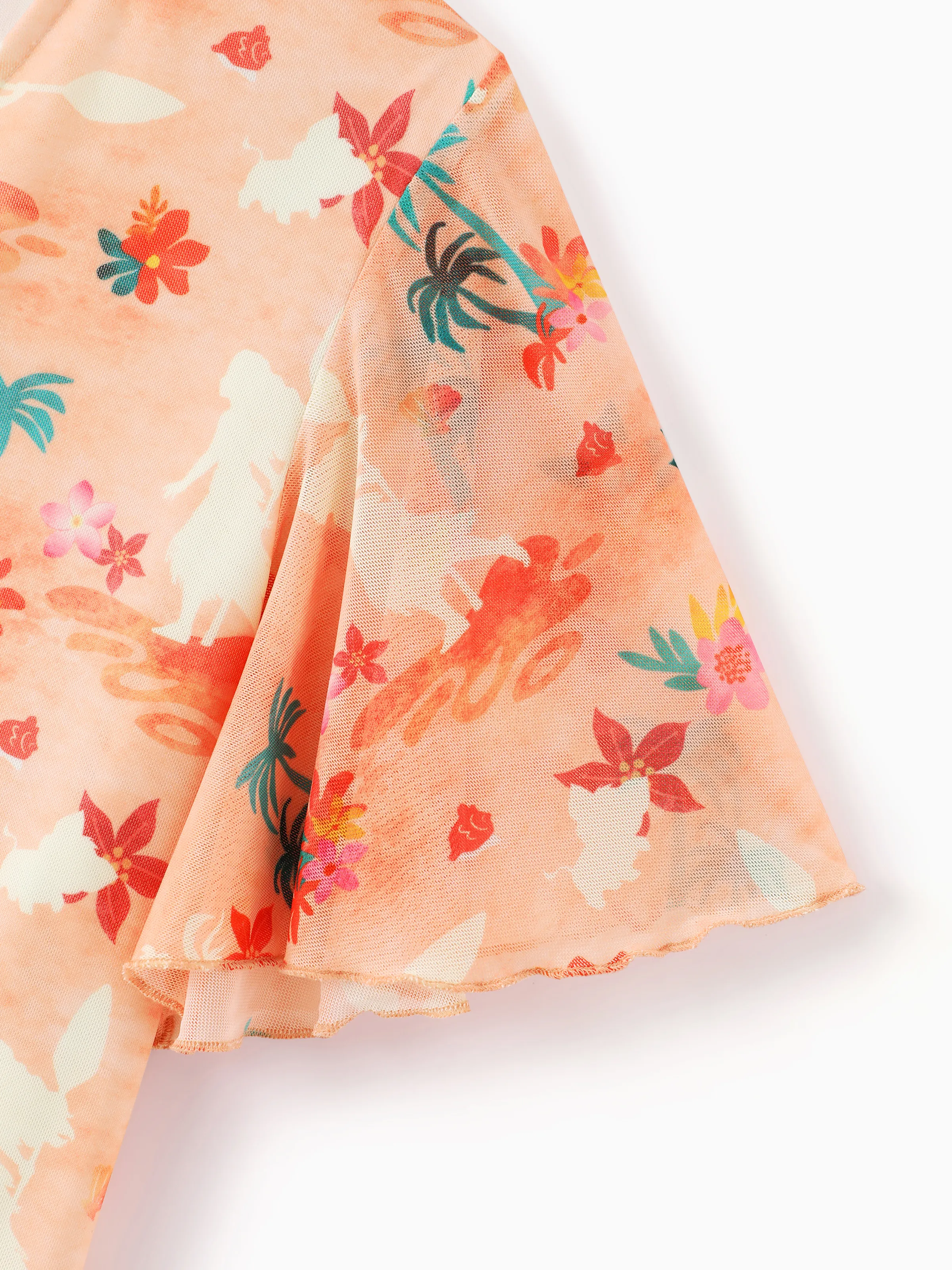 Disney Princess Mommy and Me Moana Tropical Floral V-neck Dress Orange - Image 5