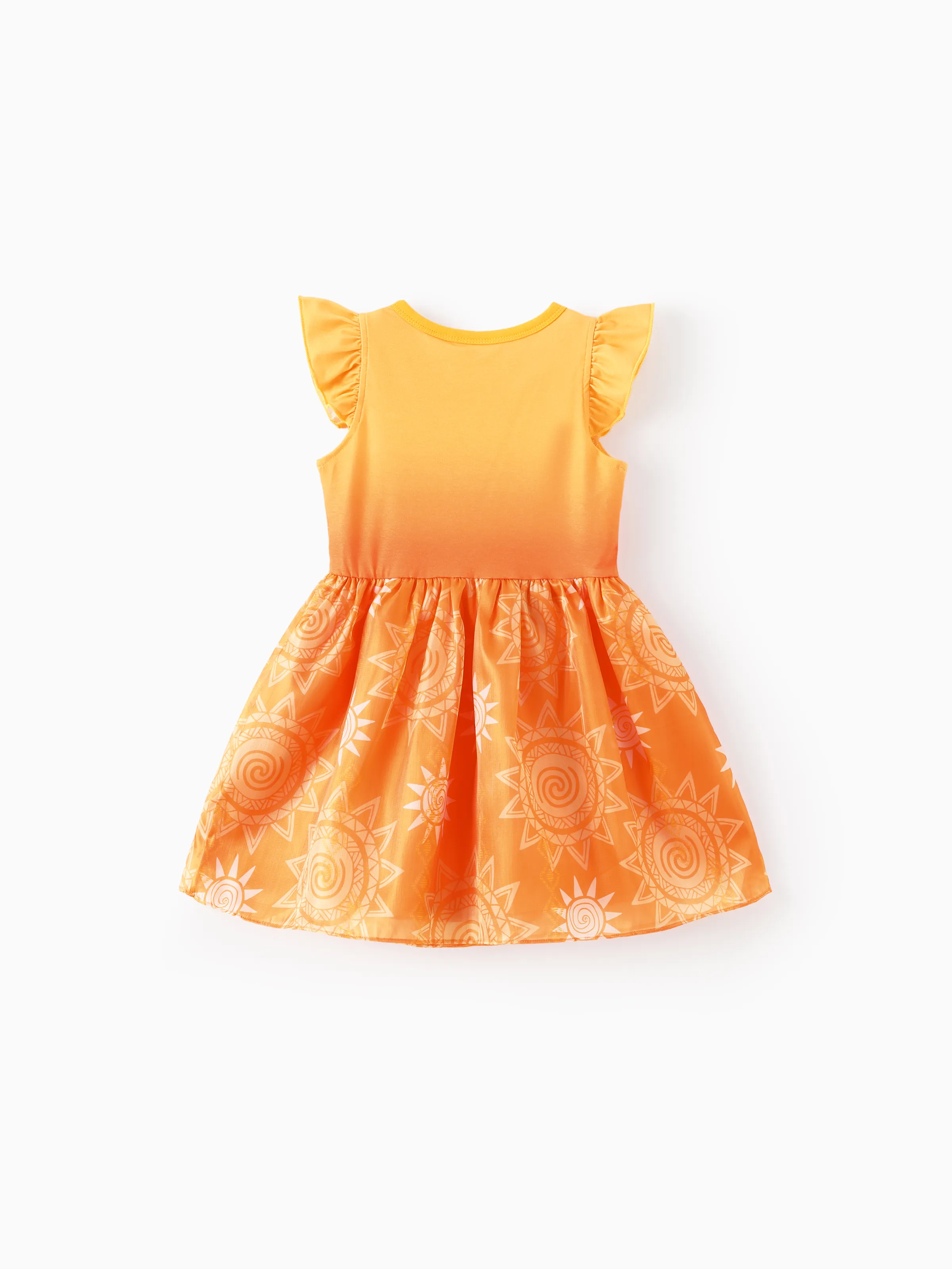 Disney Princess Toddler Girl Moana Sun Print Ruffle-sleeve Tulle Dress Orange - Image 3