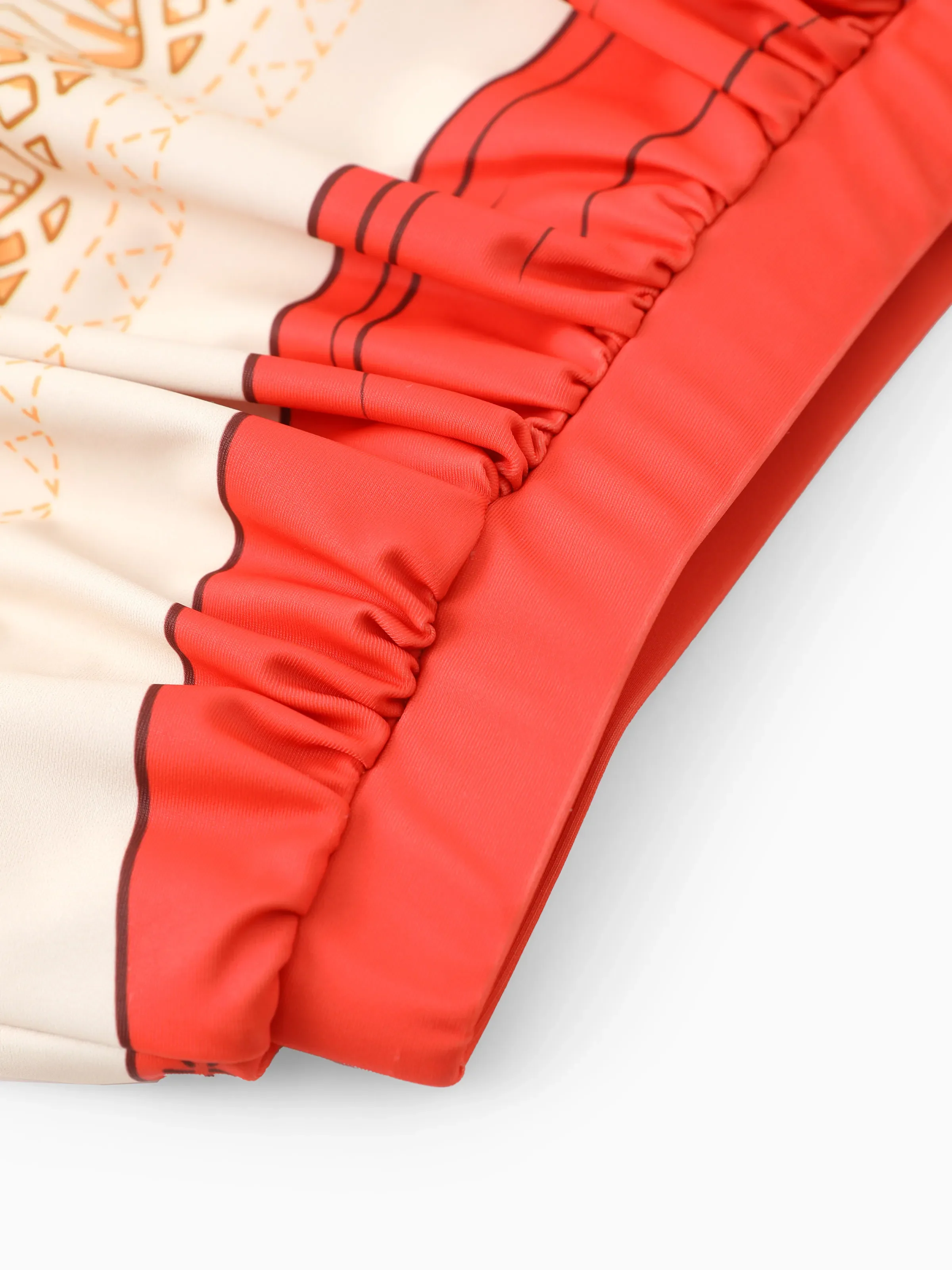Disney Princess Toddler Girl 2pcs Moana Cosplay Puff-sleeve Top And Skirt UPF 50+ Swimsuit Orange red - Image 7