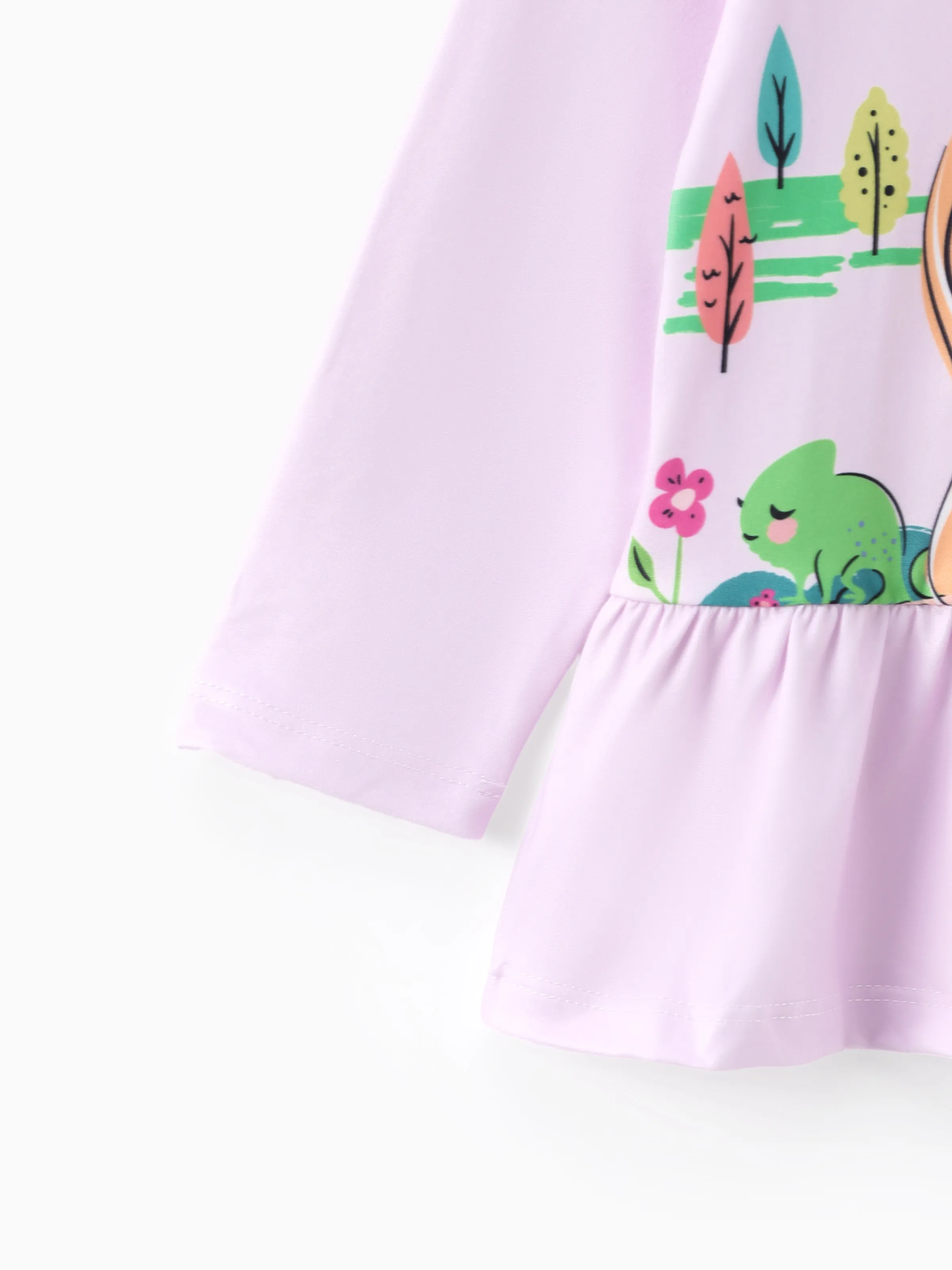 Disney Princess Toddler Girl 2pcs Rapunzel Print Peplum Tee and Stripe Pants Set Light Purple - Image 7