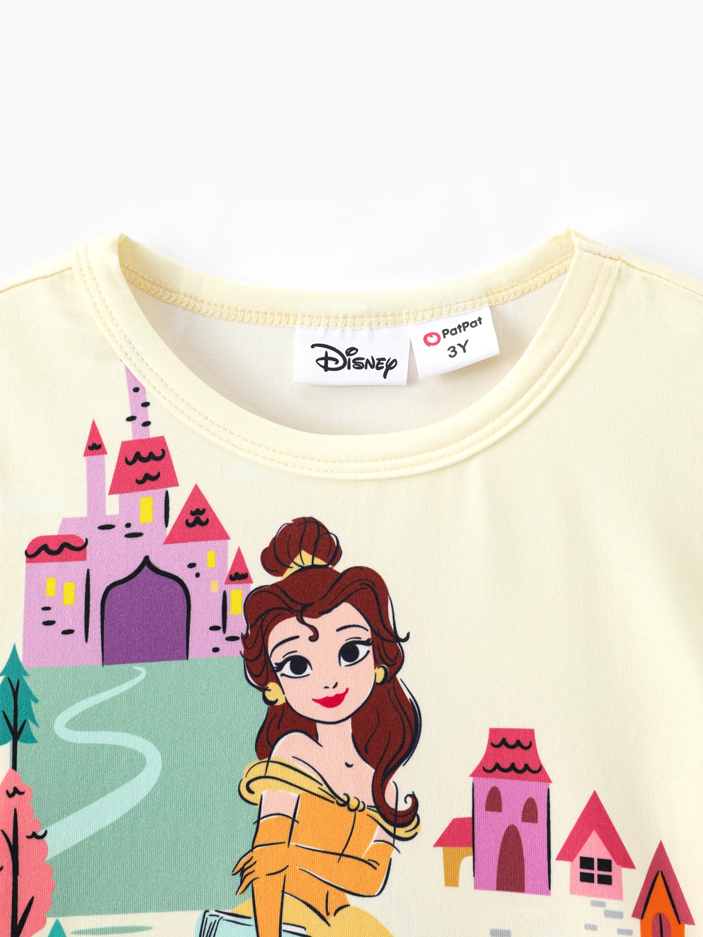 Disney Princess Toddler Girl 2pcs Belle Print Peplum Tee and Stripe Pants Set Yellow - Image 5