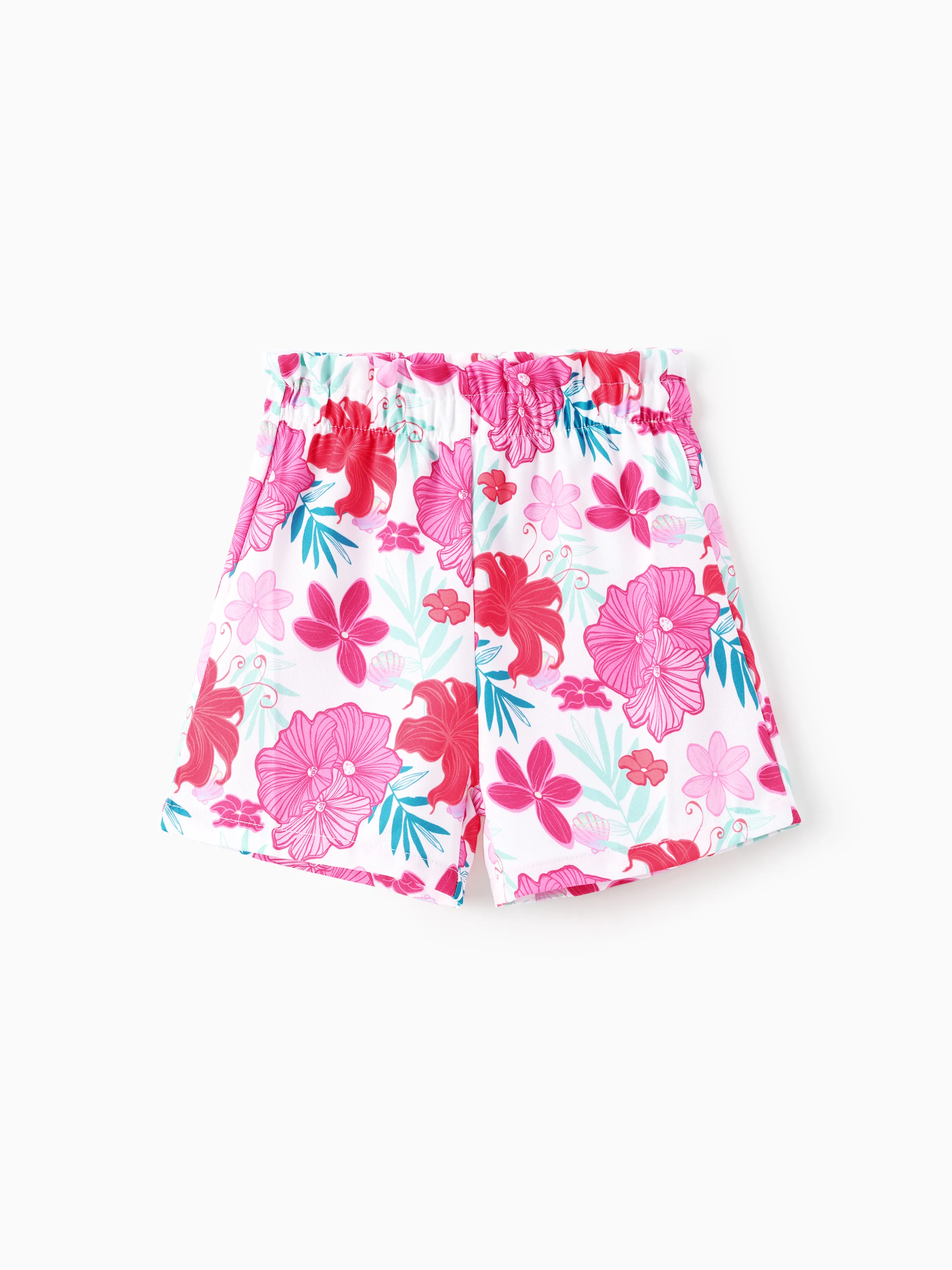 Disney Princess Toddler Girl 2pcs Cotton Ariel Floral Print Knotted Sleeveless Tank Top And Shorts Set Green - Image 4