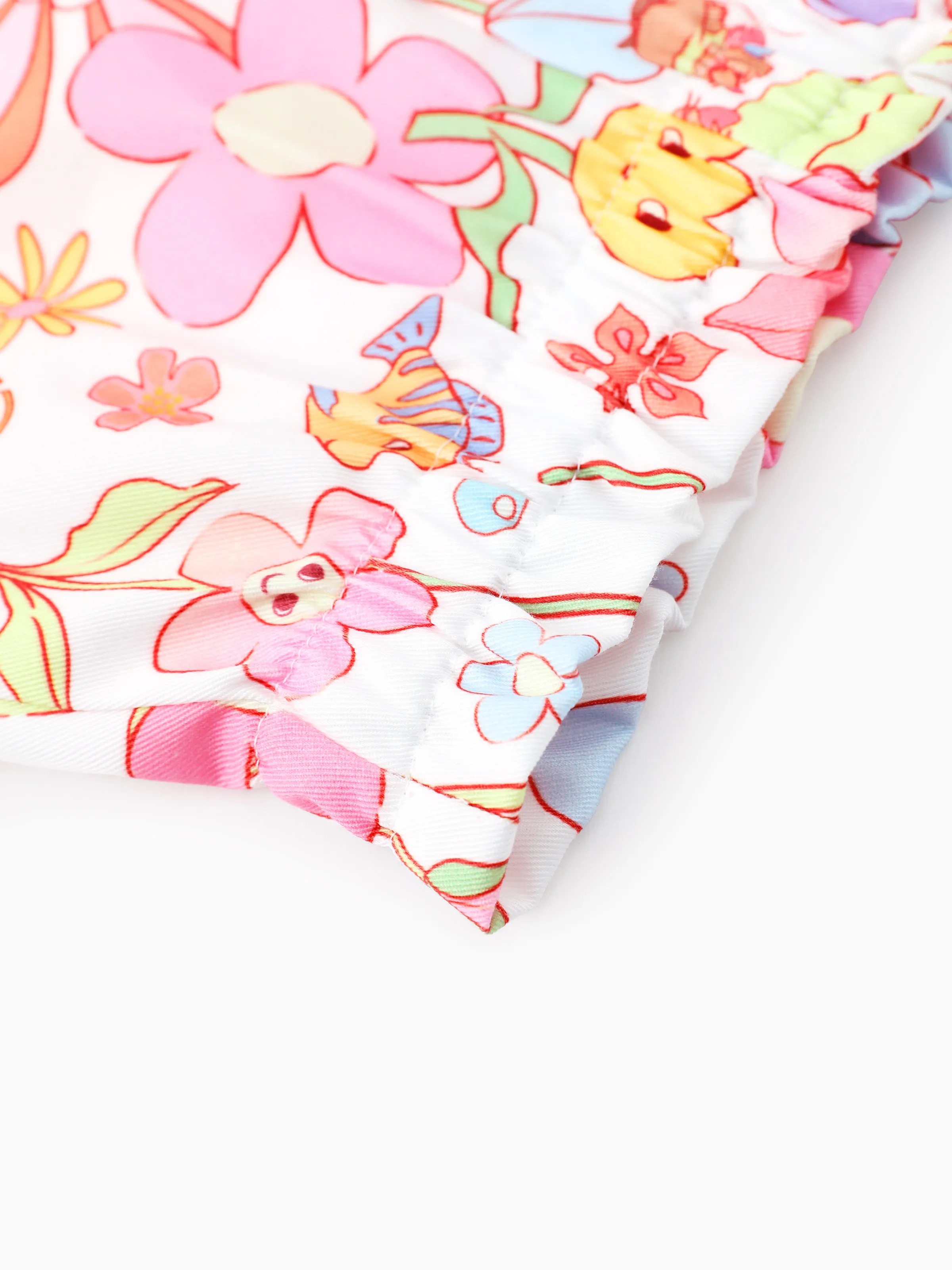 Disney Princess Toddler Girl 2pcs Moana/Tiana/Rapunzel Cotton Floral Print Knotted Sleeveless Tank Top And Shorts Set Pink - Image 8