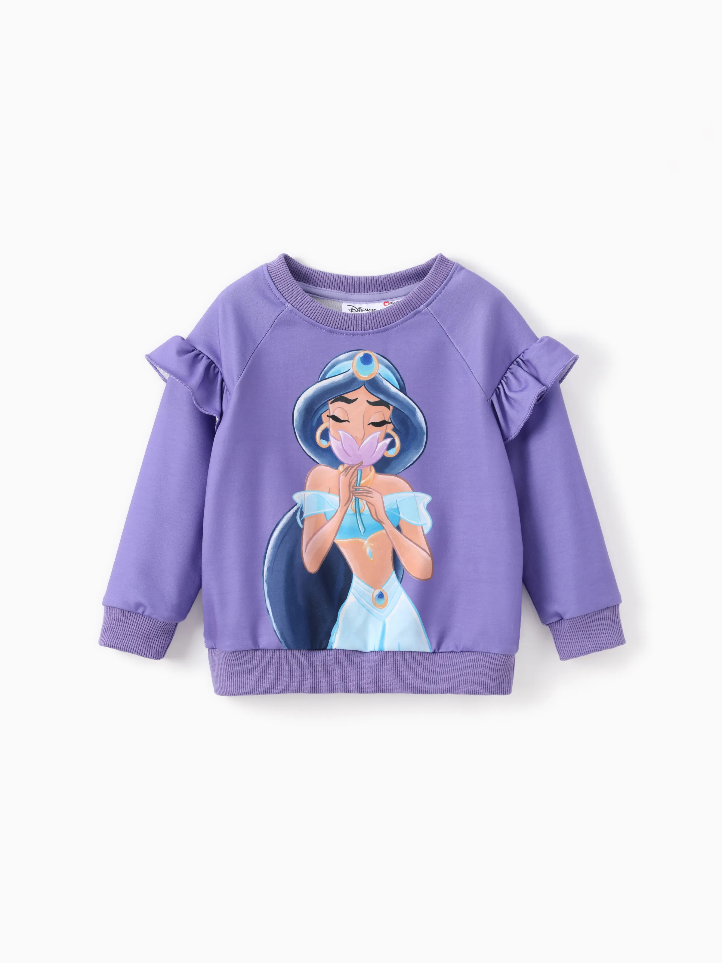 Disney Princess Toddler Girl 2pcs Jasmine Pattern Ruffled Sweatshirt And Pants Set bluishviolet - Image 3
