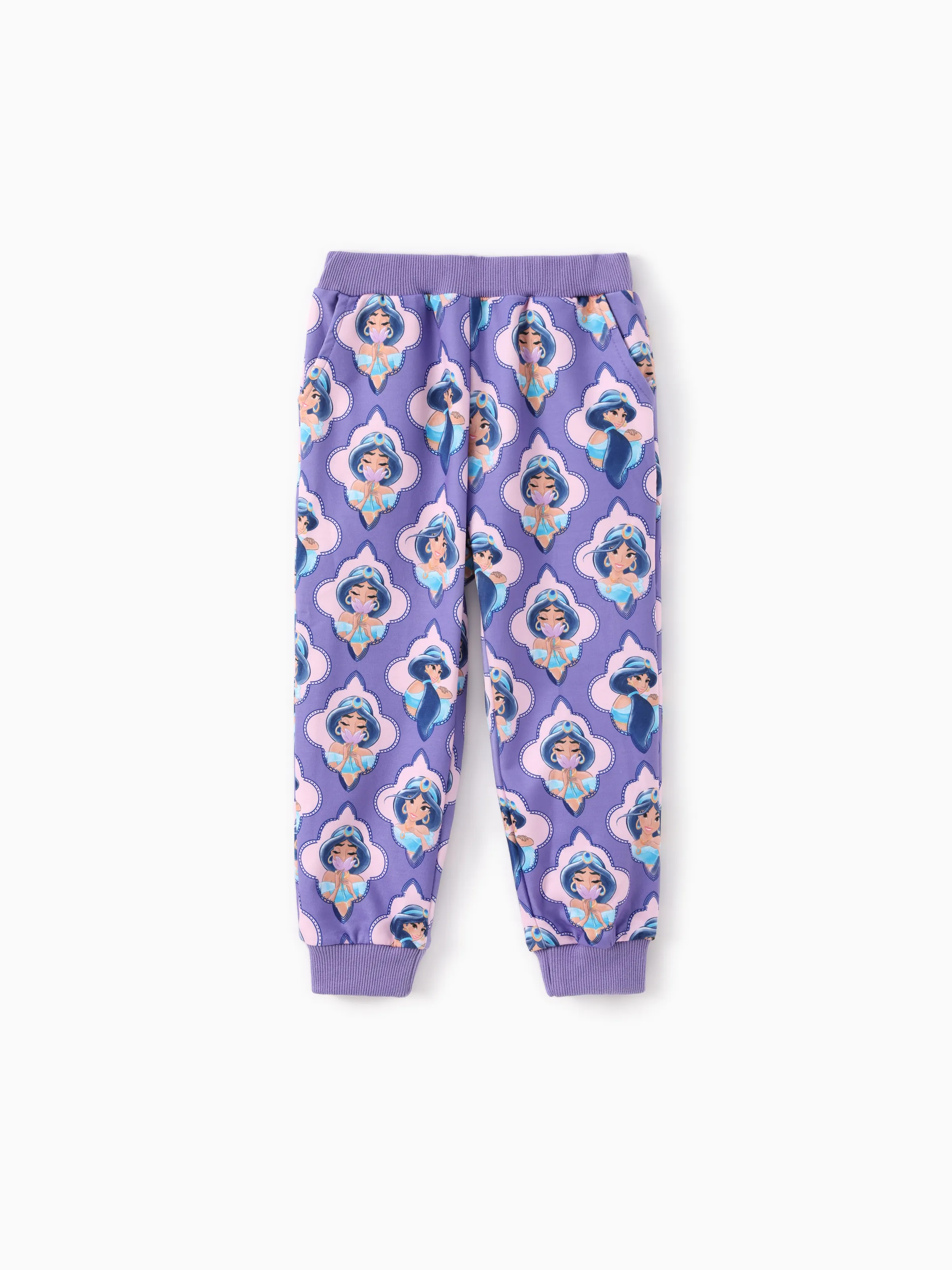 Disney Princess Toddler Girl 2pcs Jasmine Pattern Ruffled Sweatshirt And Pants Set bluishviolet - Image 6