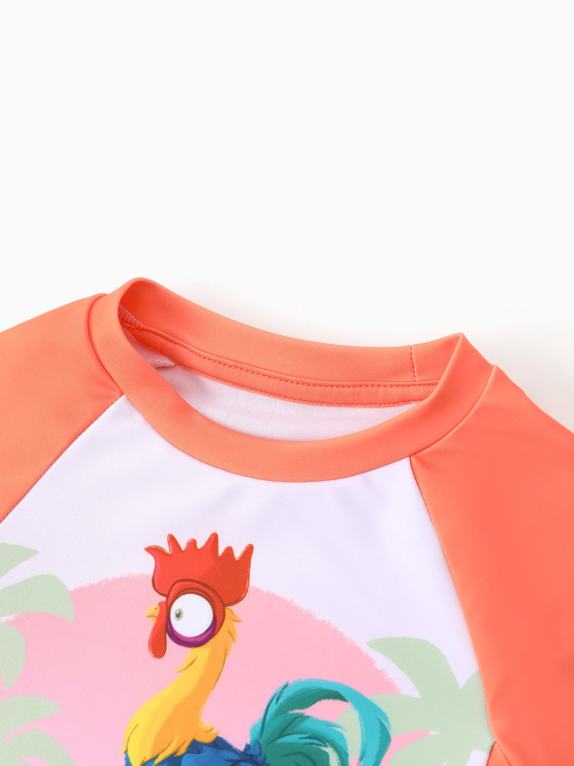 Disney Princess Toddler Girl 2pcs Moana Floral Print Colorblock Short-sleeve Top and Trunks UPF 50+ Swimsuit Set Orange - Image 6