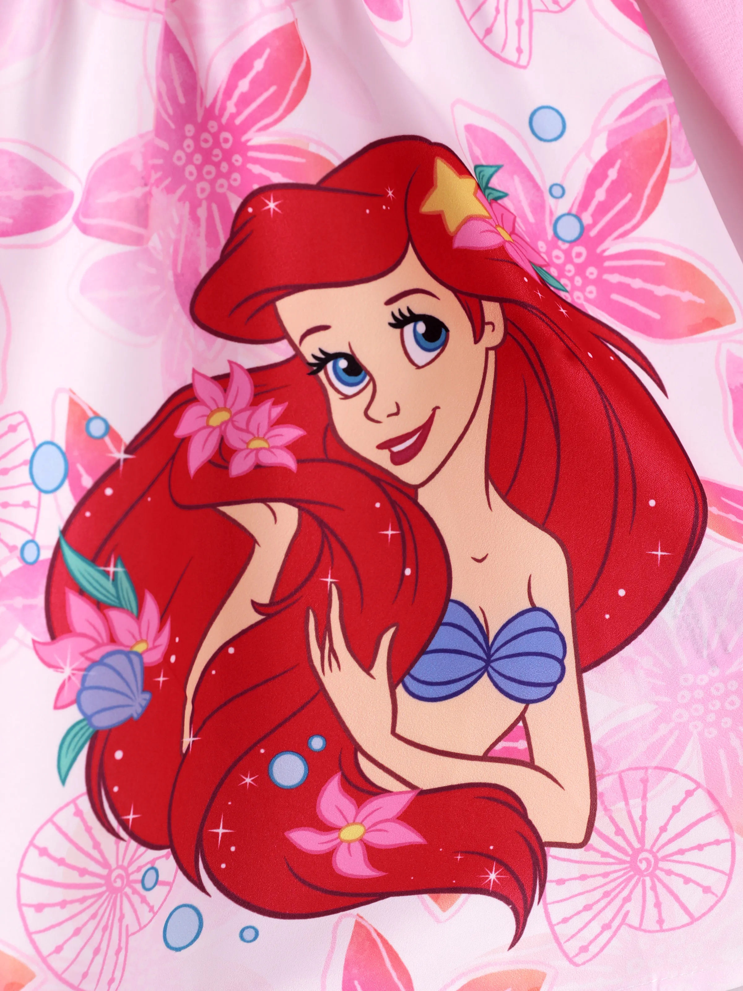 Disney Princess Toddler Girl Ariel Childlike Ruffle Flutter-sleeve Dress Pink - Image 2