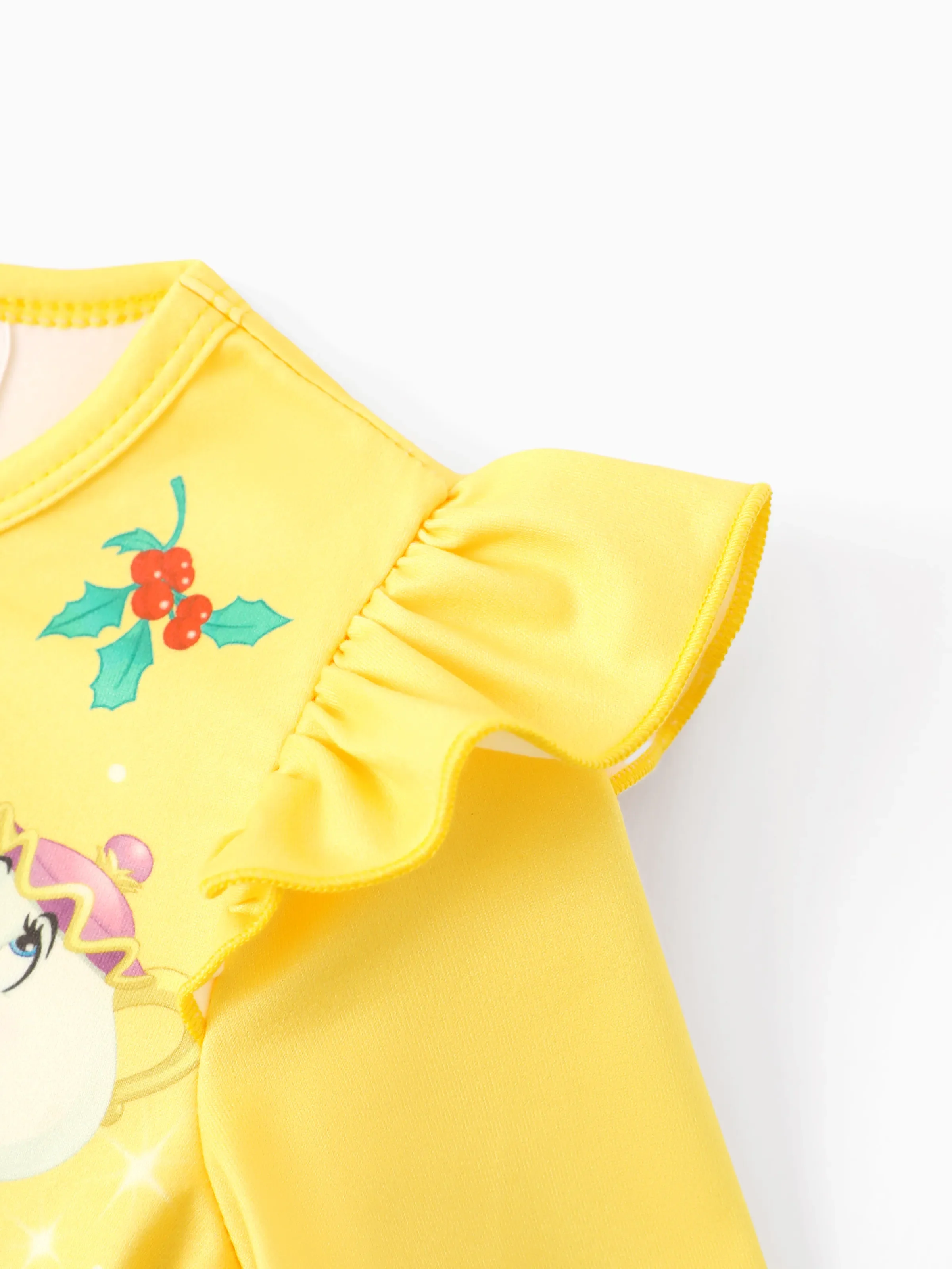 Disney Princess Toddler Girl Belle Ruffled Longsleeves Tulle Dress Yellow - Image 3