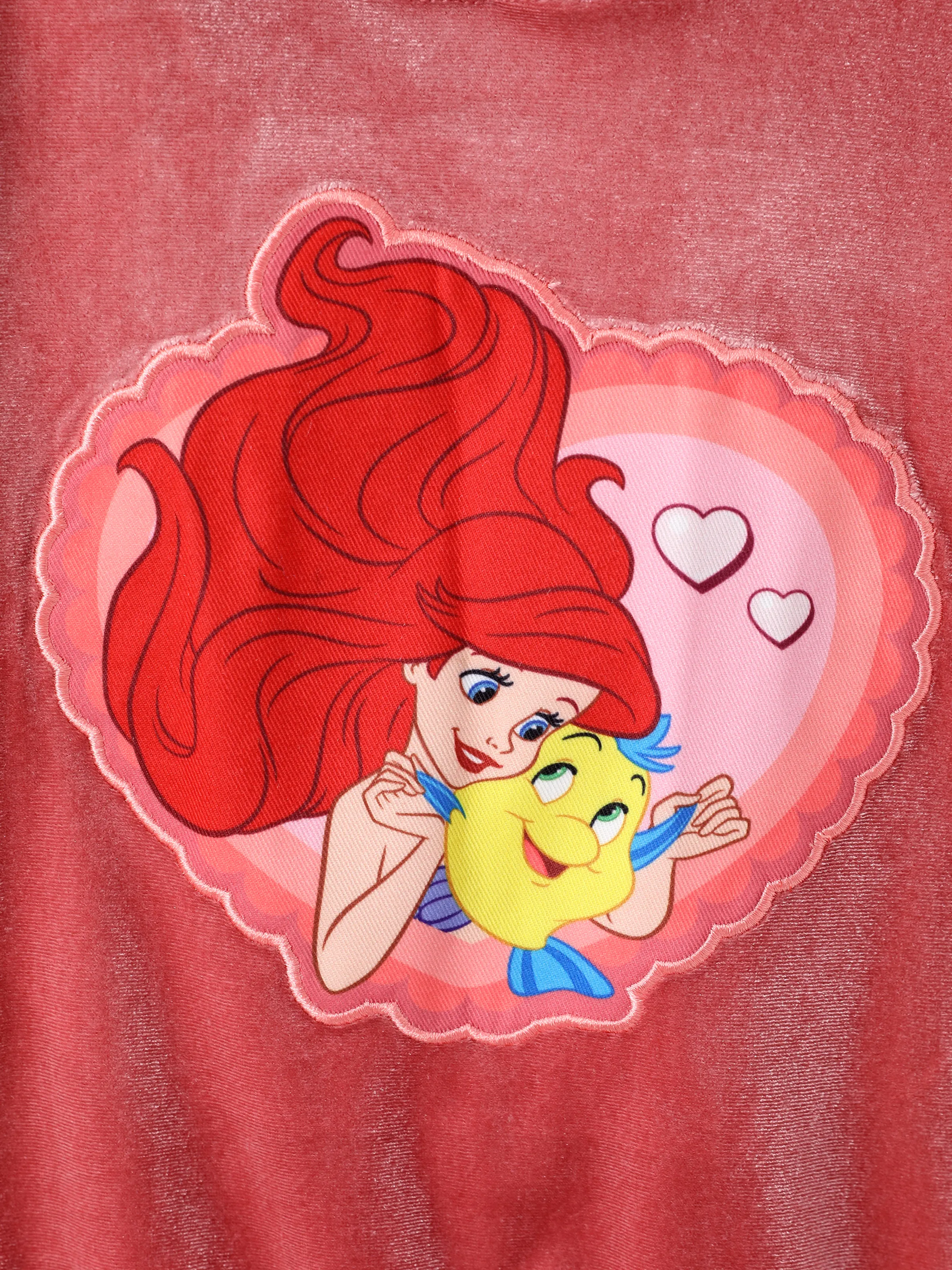 Disney Princess Toddler Girl Ariel 2pcs Fleece Sweatshirt and Flared Pants Set Coral - Image 2