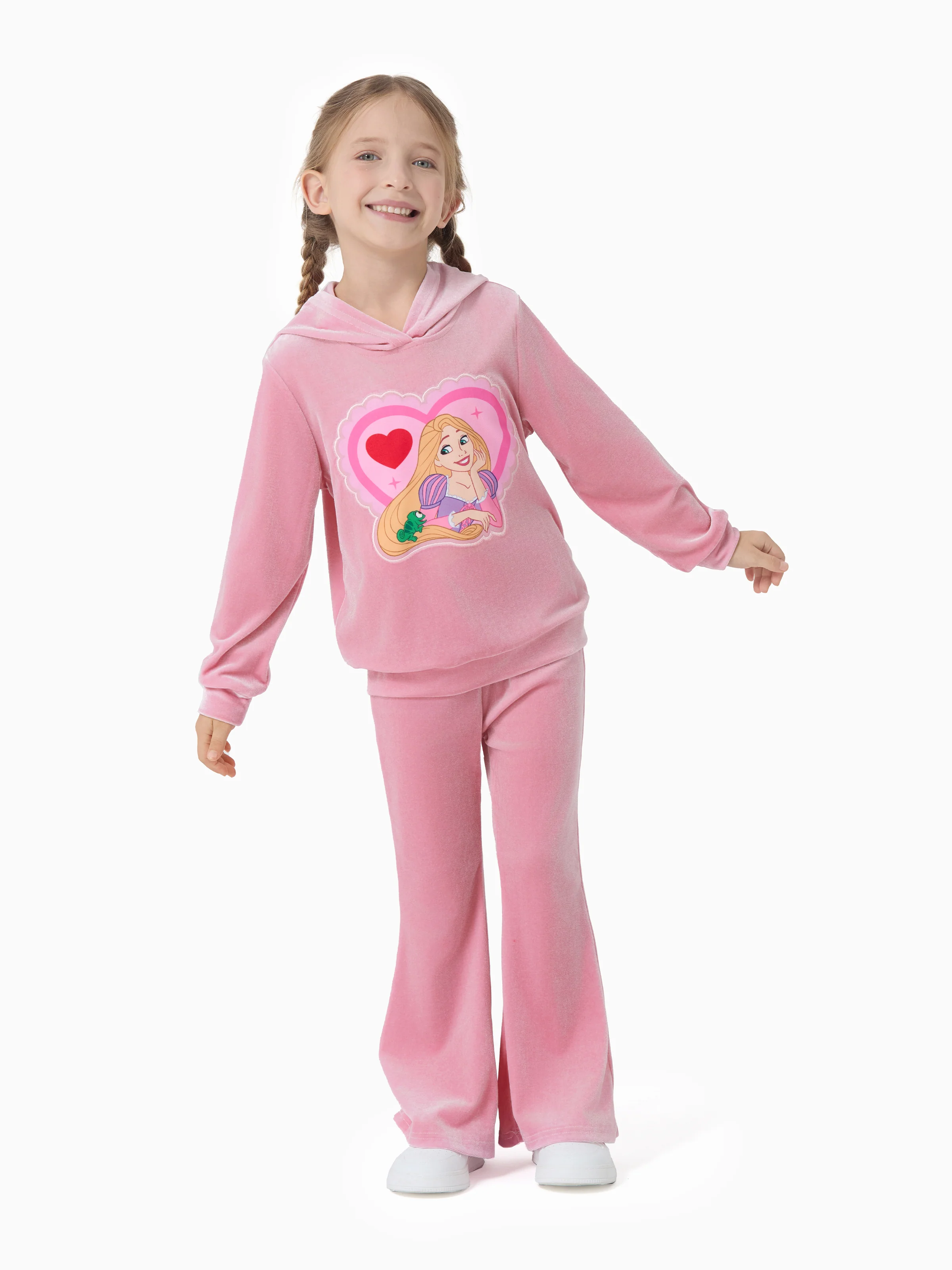 Disney Princess Toddler Girl Rapunzel 2pcs Fleece Sweatshirt and Flared Pants Set Pink - Image 4