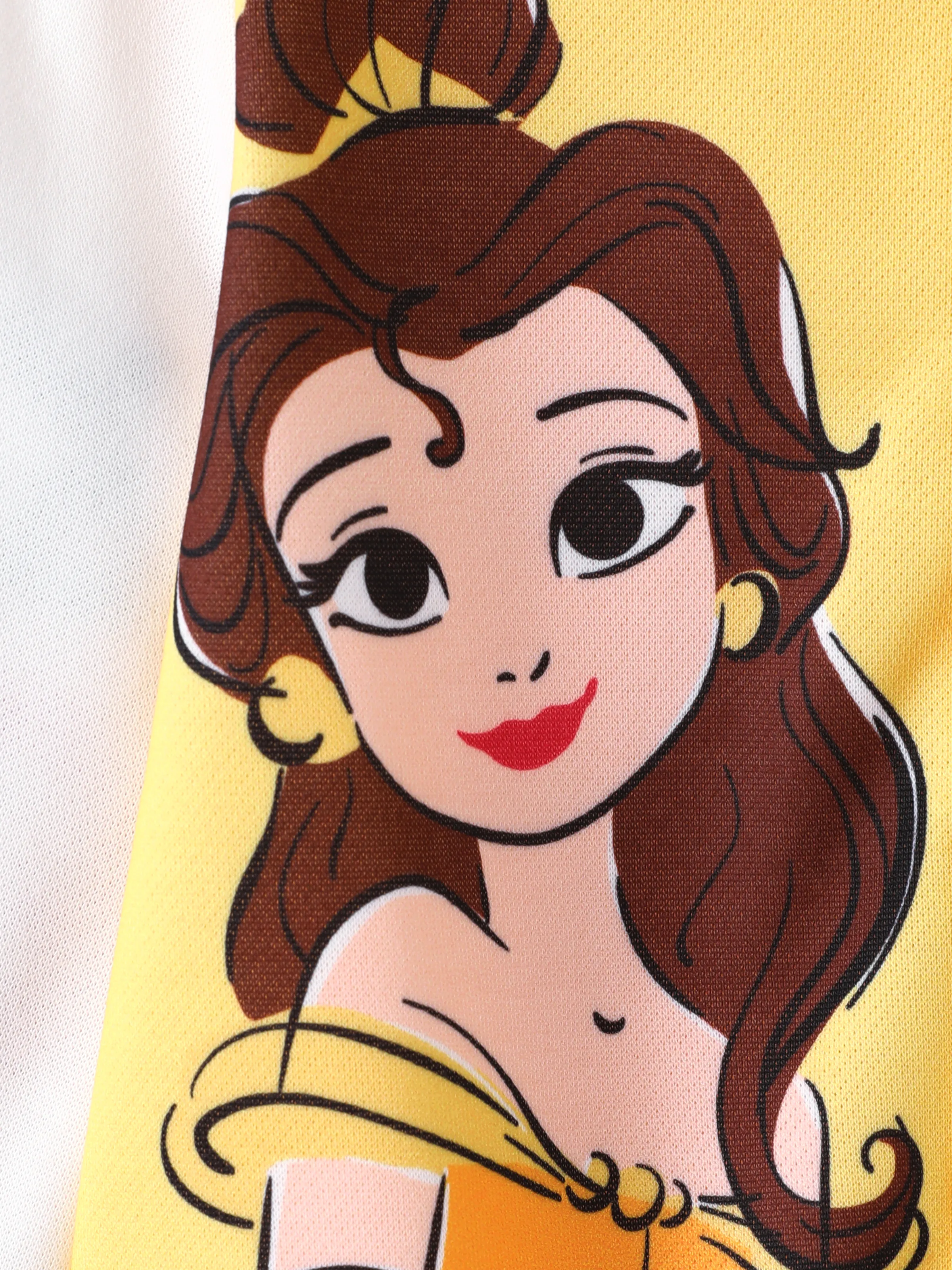 Disney Princess Toddler Girl Belle Colorblock Snap Button Bomber Jacket Yellow - Image 2